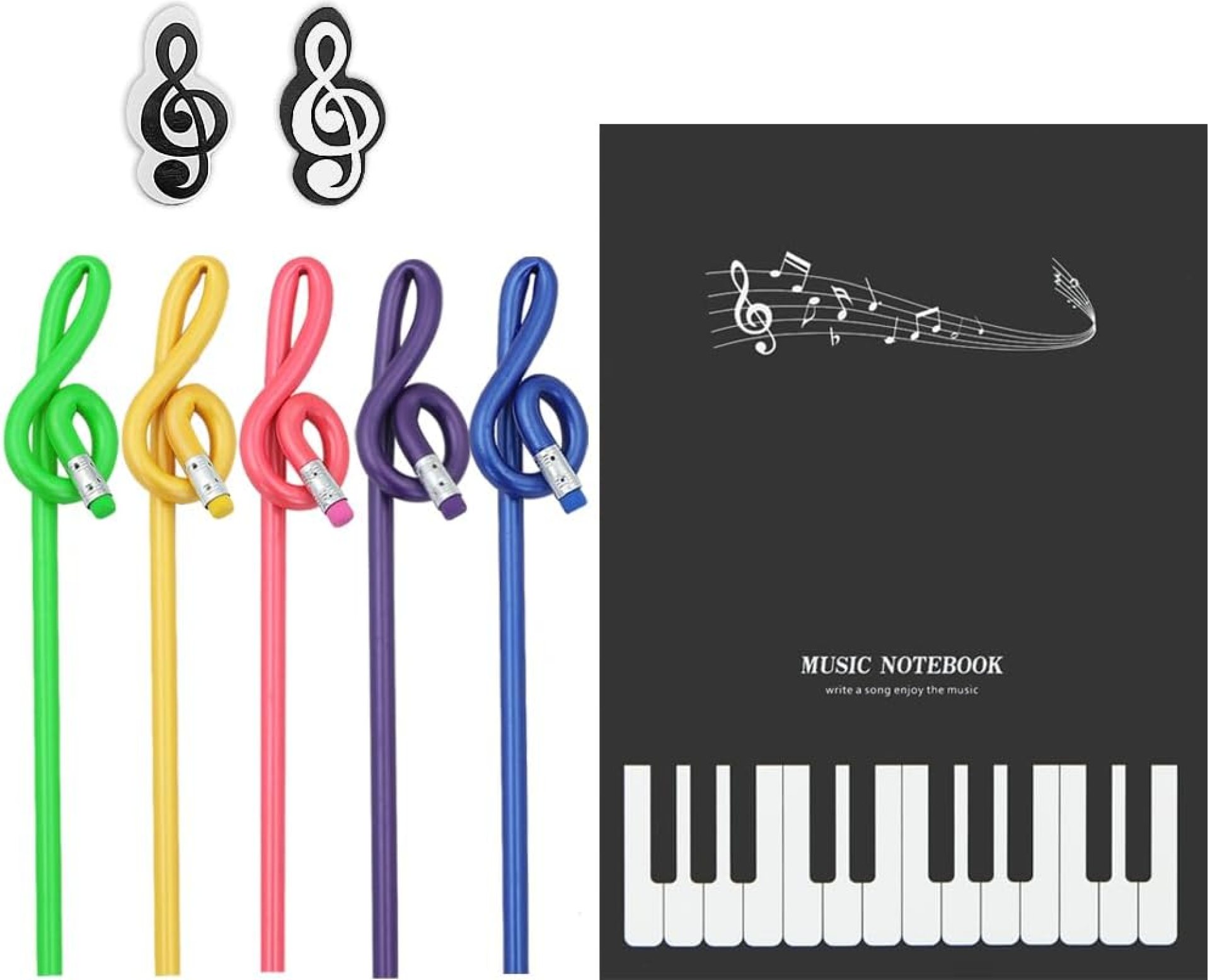 Apol Music Notes Theme Stationery Set 8 Pieces Include 1 Pcs Stave Music Notebook 2 Pcs High-notes Eraser and 5 Pcs Notes Pencils for For Students Kids School Study Gift Apol Music Notes Theme Stationery Set 8 Pieces Include 1 Pcs Stave Music Notebook 2 Pcs High-notes Eraser and 5 Pcs Notes Pencils for For Students Kids School Study Gift