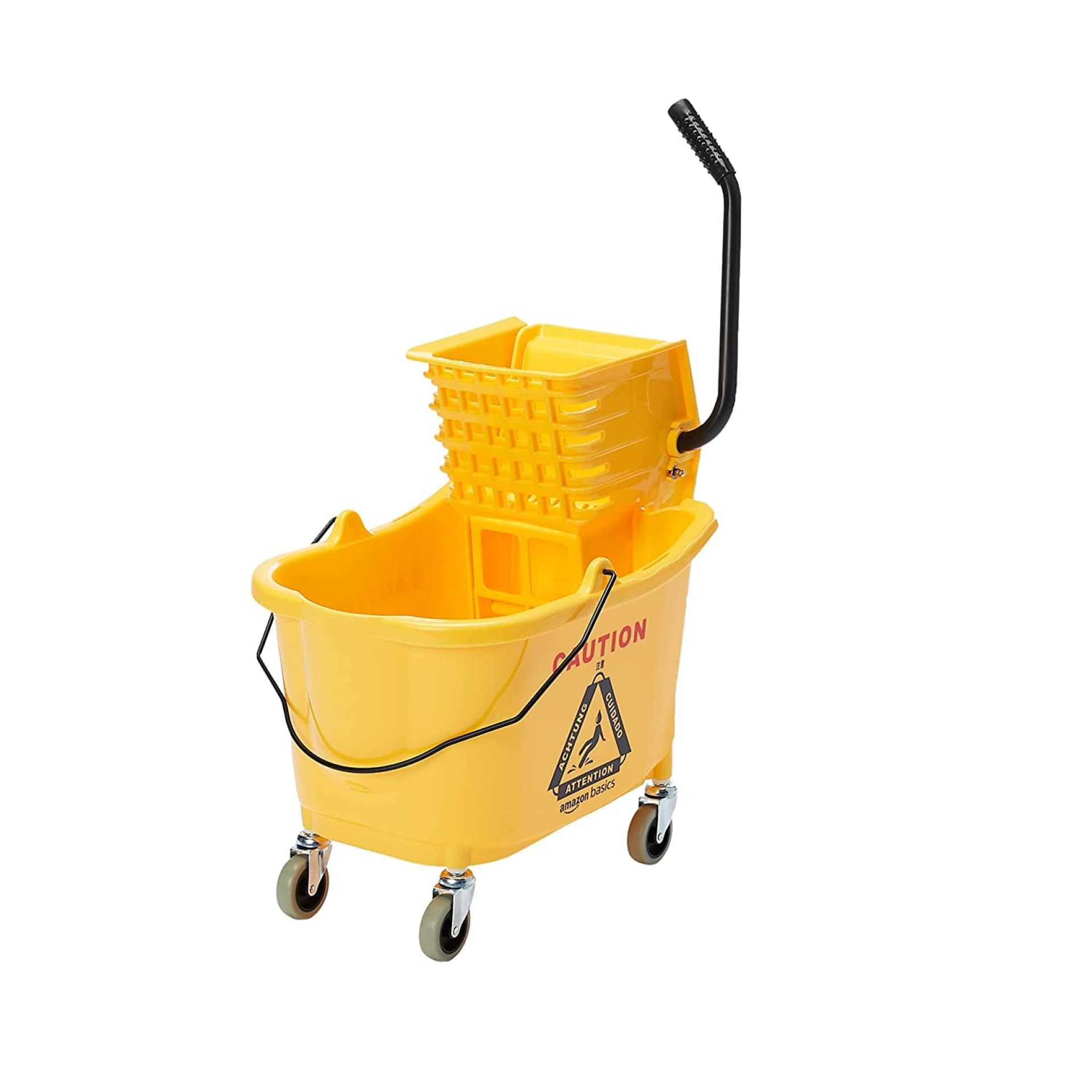 Amazon Basics Side Press Wringer Combo Commercial Floor Cleaning Rectangular Mop Bucket on Wheels, 35-Quart, Yellow Amazon Basics Side Press Wringer Combo Commercial Floor Cleaning Rectangular Mop Bucket on Wheels, 35-Quart, Yellow