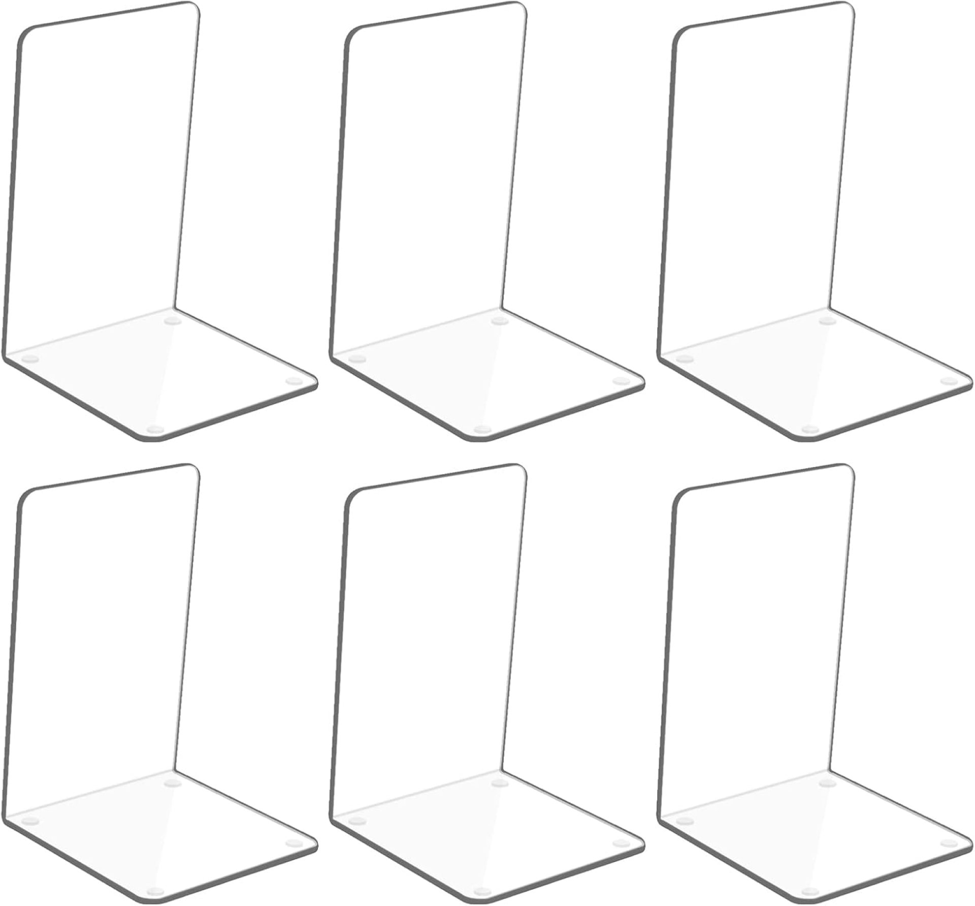 Adwikoso Clear Acrylic Book Ends, 6 Pcs Bookends for Shelves, Non-Slip Book Holder Stand, Decorative Book Stoppers for Heavy Duty Books Office Desktop Organizer Adwikoso Clear Acrylic Book Ends, 6 Pcs Bookends for Shelves, Non-Slip Book Holder Stand, Decorative Book Stoppers for Heavy Duty Books Office Desktop Organizer