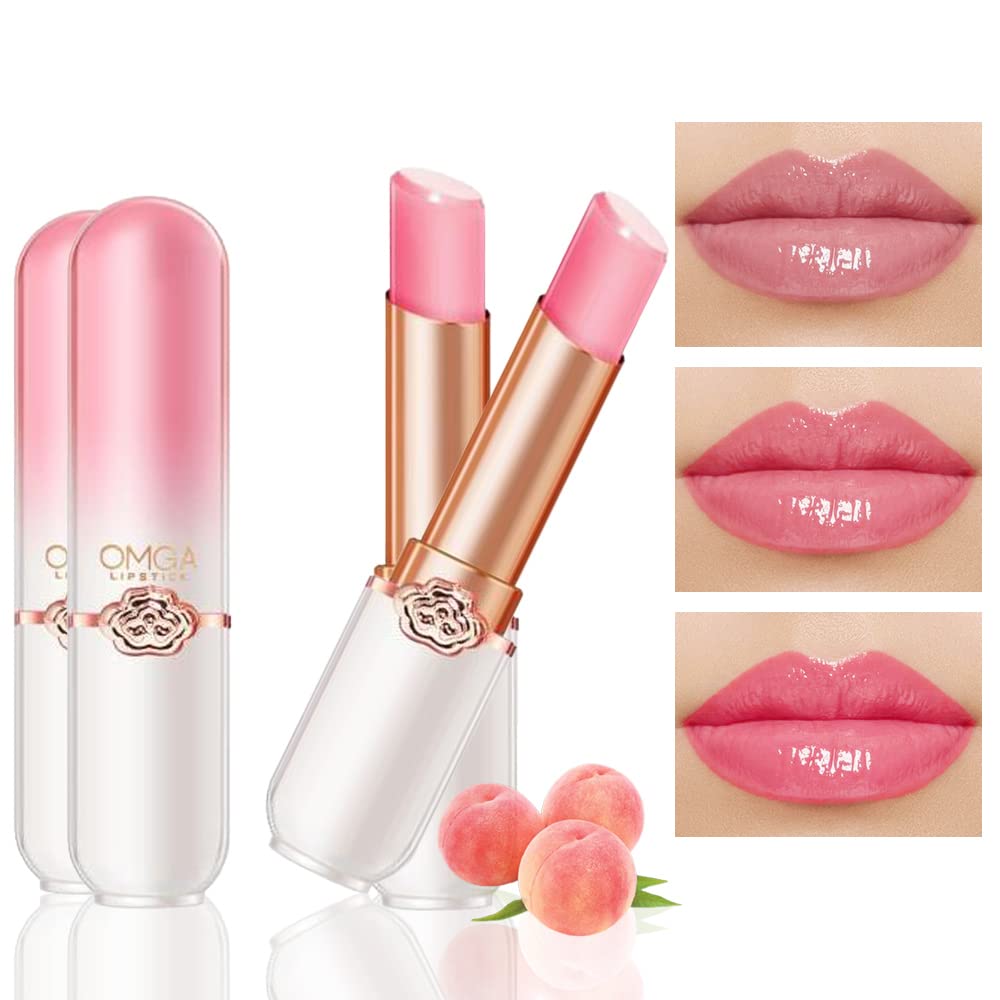 BINGBRUSH 2 Pcs Peach Color Changing Lipstick Queen,PH Mood Long Lasting Labiales Lip Gloss Lip Balm Tinted Magic Lip Stain Makeup Lipstick Set for Women BINGBRUSH 2 Pcs Peach Color Changing Lipstick Queen,PH Mood Long Lasting Labiales Lip Gloss Lip Balm Tinted Magic Lip Stain Makeup Lipstick Set for Women