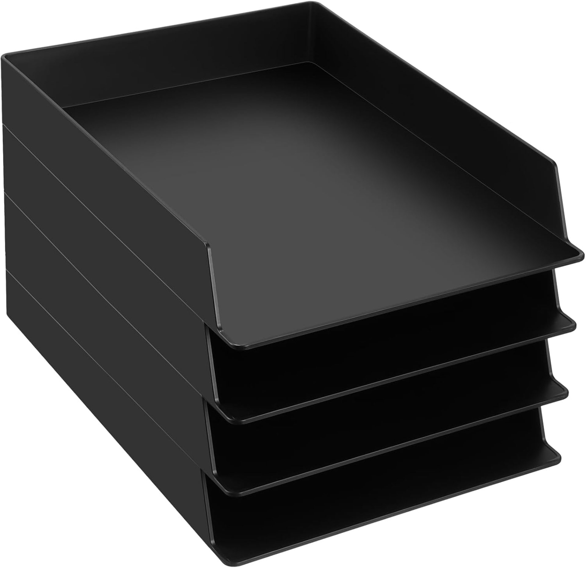 Wenqik 4 Pcs Stackable Paper Trays Rectangular Plastic Desk Holder Desktop Document File Organizer Storage Letter for Office Classroom (Black) Wenqik 4 Pcs Stackable Paper Trays Rectangular Plastic Desk Holder Desktop Document File Organizer Storage Letter for Office Classroom (Black)