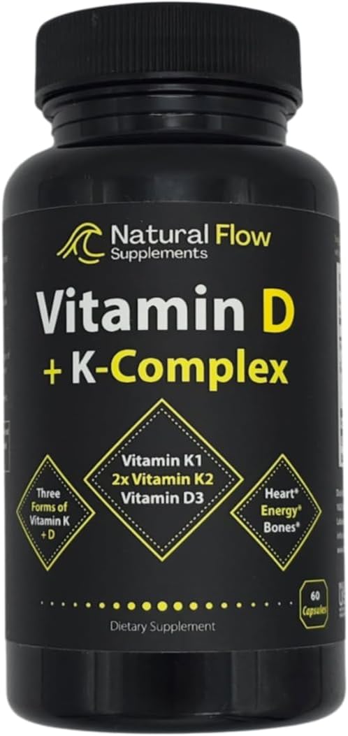 Vitamin D3 with K2 and K1 Supplement – Natural Flow Vitamin D3 and K Complex, D3 5000iu with Vitamin K2 MK4 + MK7 and K1 for Bone, Heart, and Immune Support – 60 Capsules Vitamin D3 with K2 and K1 Supplement – Natural Flow Vitamin D3 and K Complex, D3 5000iu with Vitamin K2 MK4 + MK7 and K1 for Bone, Heart, and Immune Support – 60 Capsules