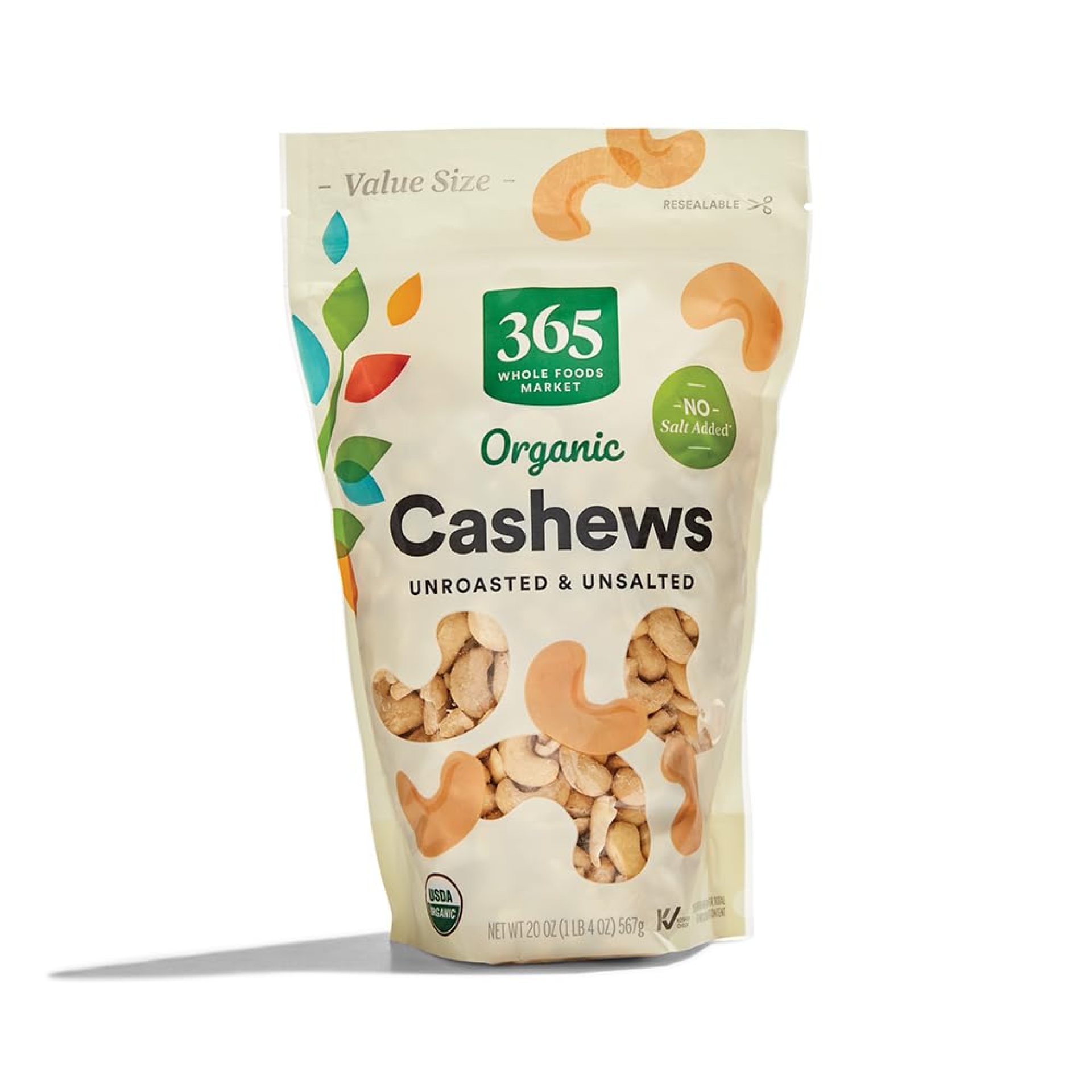 365 by Whole Foods Market, Organic Cashews, Unroasted and Unsalted, Value Size, 20 Ounce 365 by Whole Foods Market, Organic Cashews, Unroasted and Unsalted, Value Size, 20 Ounce