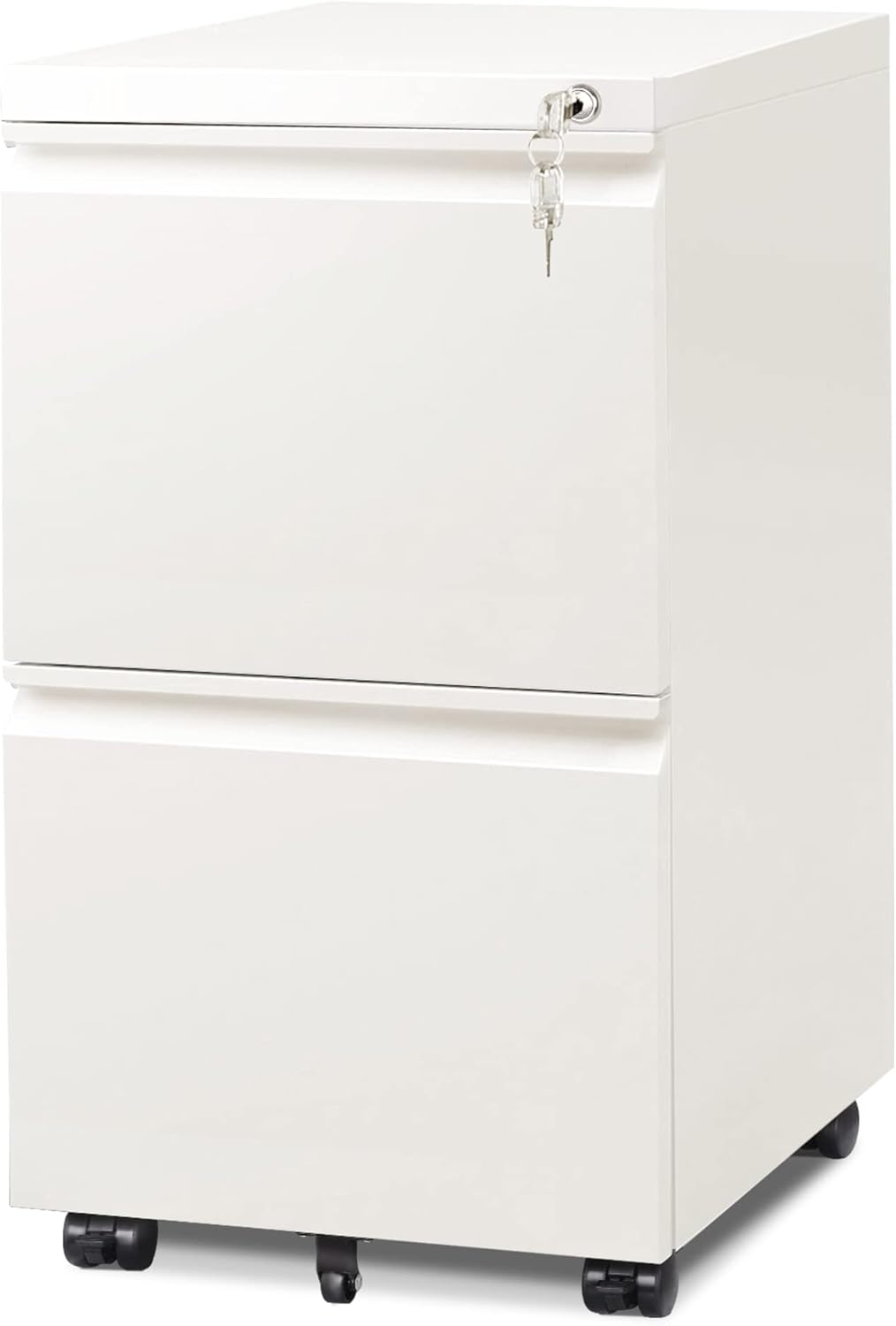 DEVAISE 2 Drawer Mobile File Cabinet with Lock, Commercial Vertical Cabinet, White DEVAISE 2 Drawer Mobile File Cabinet with Lock, Commercial Vertical Cabinet, White