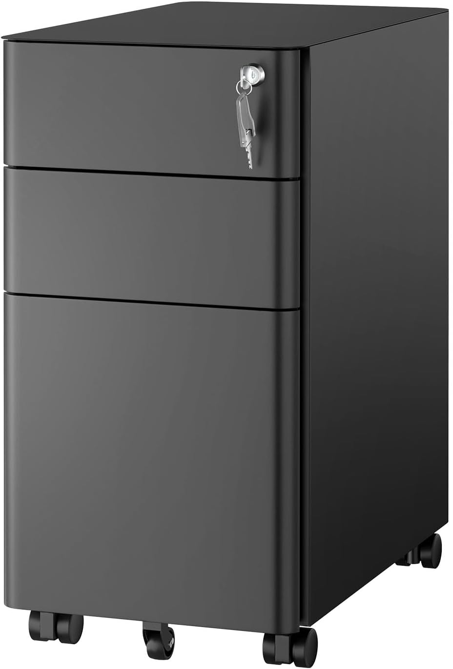 Mount-It! Slim Rolling Under Desk Cabinet, Mobile Filing Cabinet with 3 Drawers and Lock for Home & Office Storage, Black Mount-It! Slim Rolling Under Desk Cabinet, Mobile Filing Cabinet with 3 Drawers and Lock for Home & Office Storage, Black