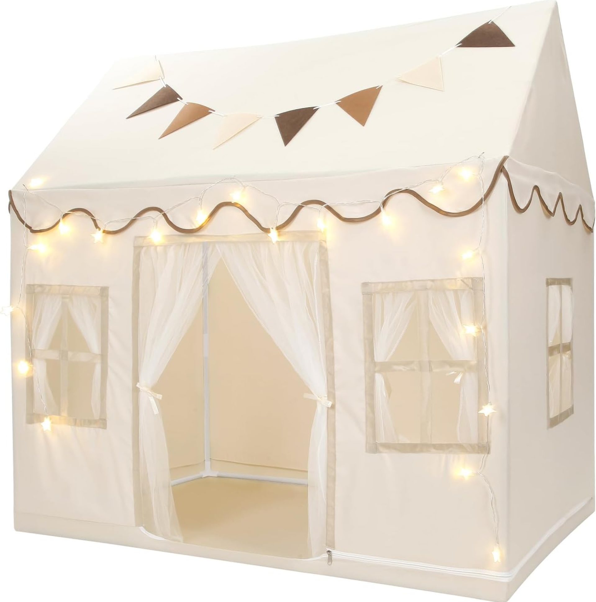 Kids Play Tent, Toddlers Large Playhouse with Star String, Flag, Machine Washable, Indoor and Outdoor Play Tent for Kids, Girls & Boy Aged 3+, 50″ x 34″ x 51″, Cream Kids Play Tent, Toddlers Large Playhouse with Star String, Flag, Machine Washable, Indoor and Outdoor Play Tent for Kids, Girls & Boy Aged 3+, 50″ x 34″ x 51″, Cream