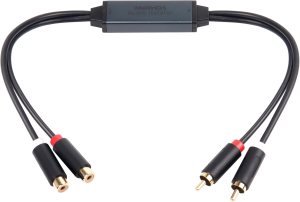 Mini Ground Loop Noise Isolator Gold Coating RCA Connectors Aluminum Shell Noise Filter for car and Home Using in Different situations (WDISO-A010-RCA)