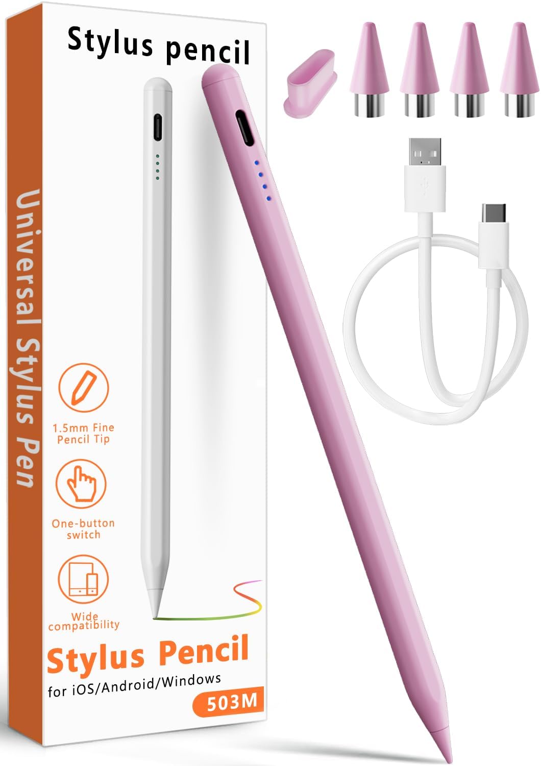 Stylus Pen for Android Tablet and Phone – Pom Tip Touch Screen Pencil Compatible with iPhone 16–12, Samsung Galaxy A9–A6+, Xiaomi, Huawei, Vivo, Lenovo, Pixel Smartphones and Tablets – Pink Stylus Pen for Android Tablet and Phone – Pom Tip Touch Screen Pencil Compatible with iPhone 16–12, Samsung Galaxy A9–A6+, Xiaomi, Huawei, Vivo, Lenovo, Pixel Smartphones and Tablets – Pink