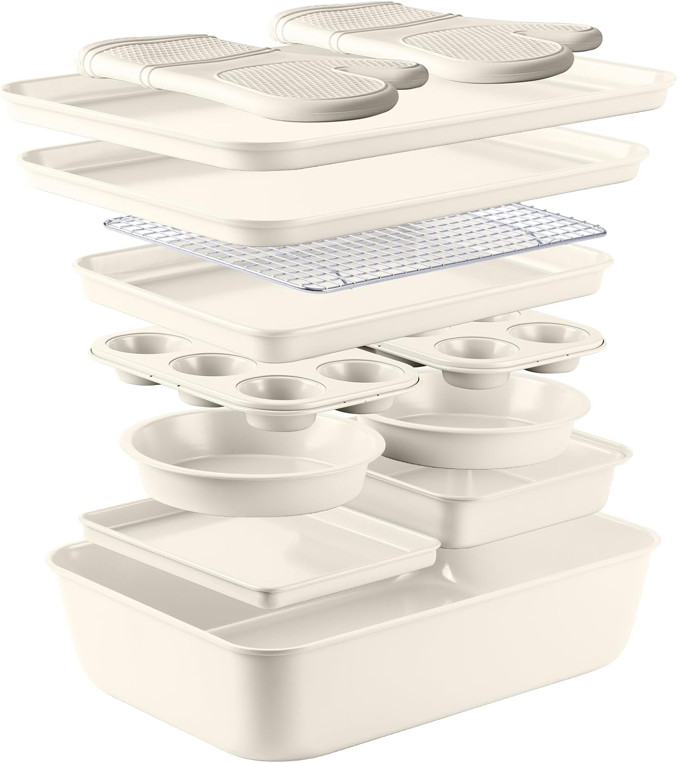 Country Kitchen Nonstick Stackable Bakeware Set – Durable, Easy Release Baking Set, Cream, 13 Pcs Country Kitchen Nonstick Stackable Bakeware Set – Durable, Easy Release Baking Set, Cream, 13 Pcs