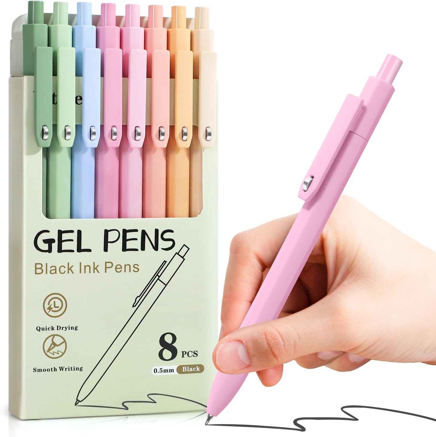 Aesthetic Pens, 8 Pcs 0.5mm Gel Pens, No Smudge Quick Dry Smooth Writing Pens, Cute Black Ink Journaling Pens for Women Nurse School Office Desk Accessories Aesthetic Pens, 8 Pcs 0.5mm Gel Pens, No Smudge Quick Dry Smooth Writing Pens, Cute Black Ink Journaling Pens for Women Nurse School Office Desk Accessories