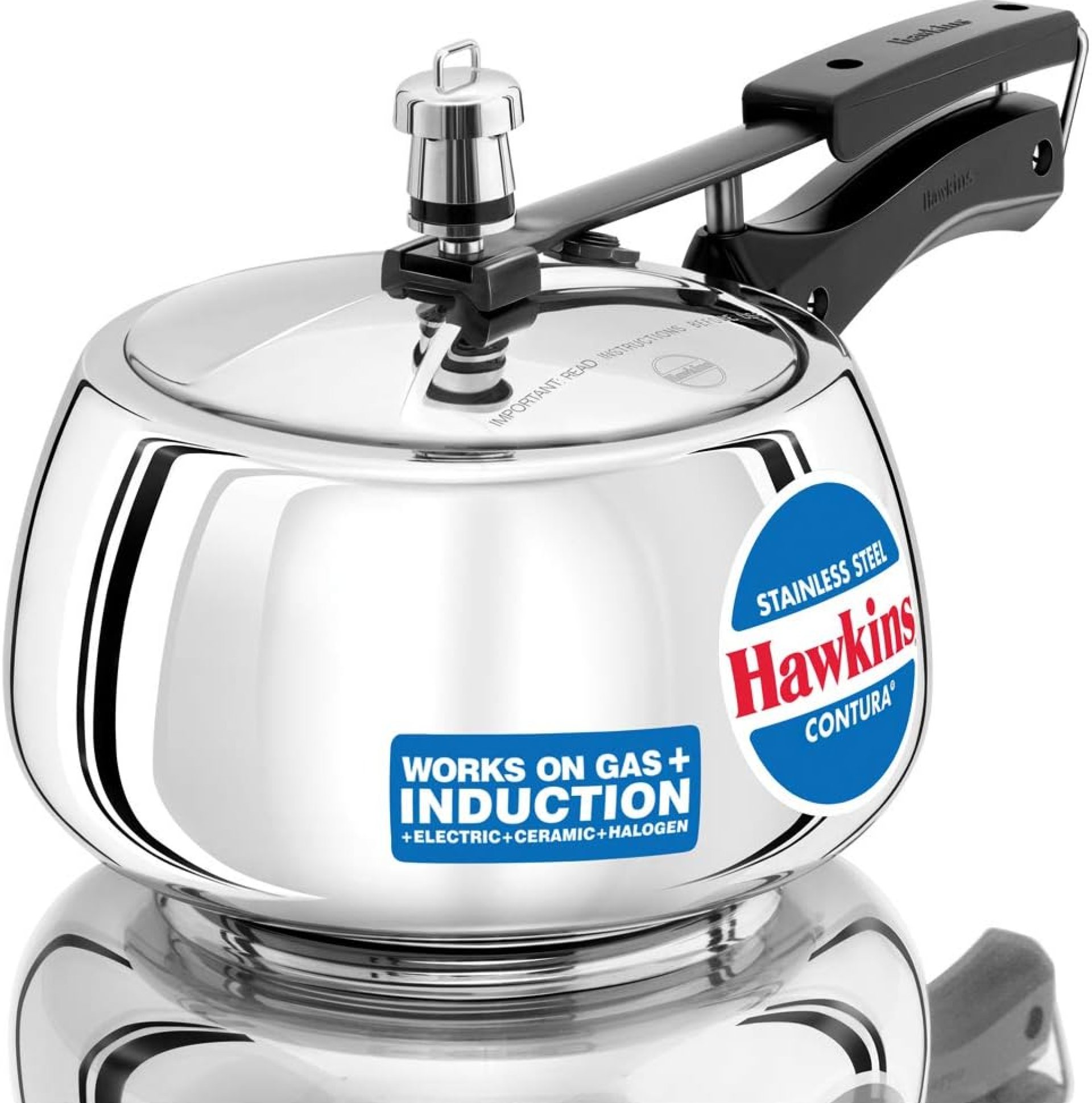 Hawkins 3 Litre Contura Pressure Cooker, Stainless Steel Inner Lid Cooker, Handi Cooker, Induction Cooker, Silver (SSC30) Hawkins 3 Litre Contura Pressure Cooker, Stainless Steel Inner Lid Cooker, Handi Cooker, Induction Cooker, Silver (SSC30)