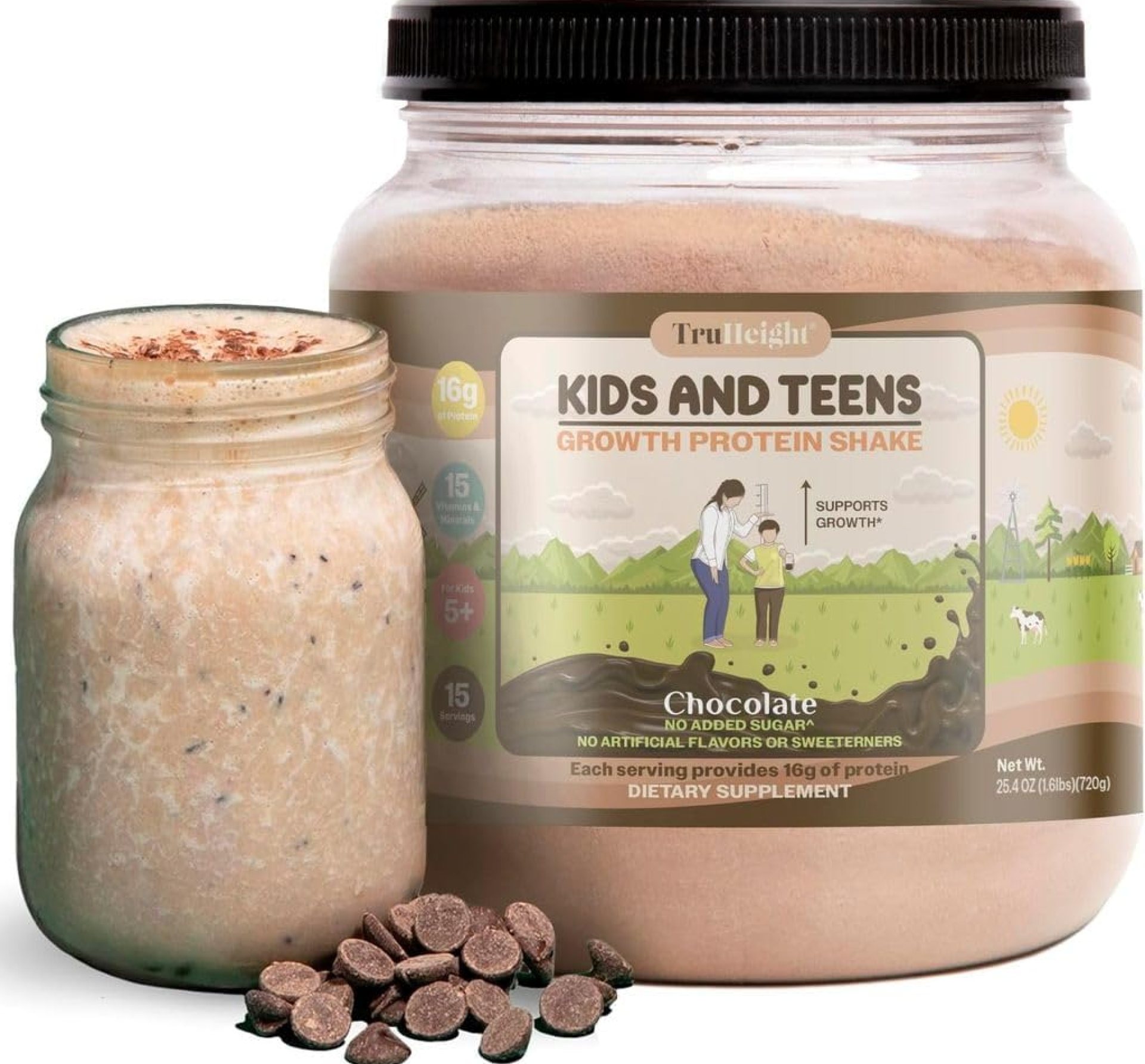 TruHeight Growth Protein Shake (Chocolate Milk Flavor, Whey) Natural Growth & Development Protein Powder for Kids & Teens – Weight Gain Drinks – Endorsed by Pediatricians, Picky Eater Vitamin, Ages 5+ TruHeight Growth Protein Shake (Chocolate Milk Flavor, Whey) Natural Growth & Development Protein Powder for Kids & Teens – Weight Gain Drinks – Endorsed by Pediatricians, Picky Eater Vitamin, Ages 5+