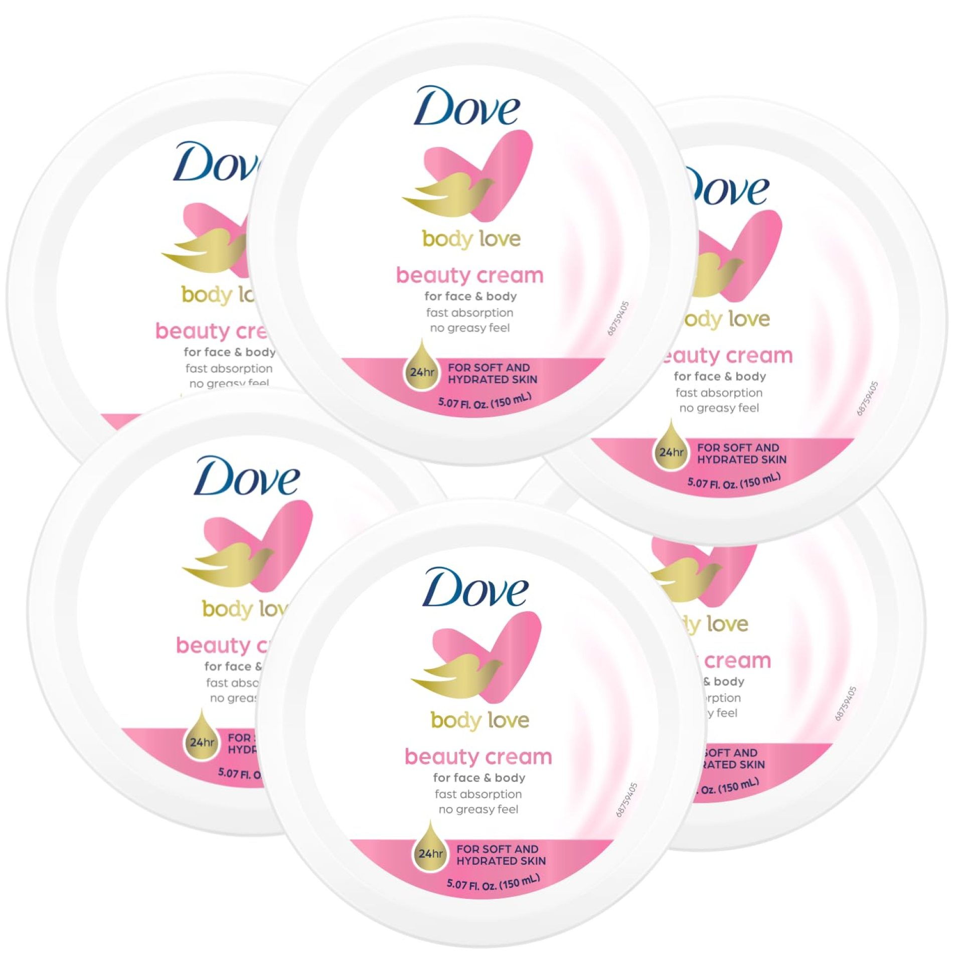Dove Nourishing Body Care, Face, Hand, and Body Beauty Cream for Normal to Dry Skin Lotion for Women with 24-Hour Moisturization, 6-Pack, 5.07 Oz Each Jar Dove Nourishing Body Care, Face, Hand, and Body Beauty Cream for Normal to Dry Skin Lotion for Women with 24-Hour Moisturization, 6-Pack, 5.07 Oz Each Jar