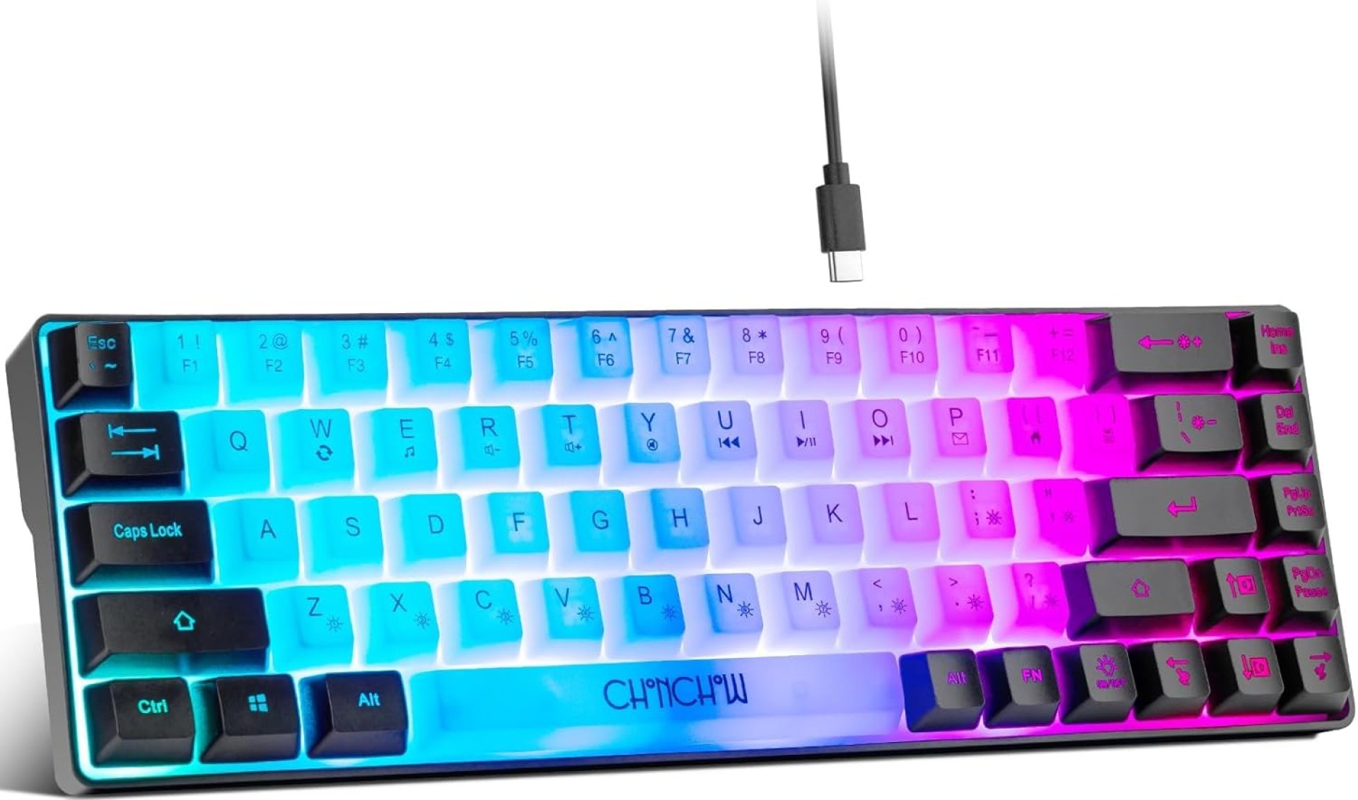 CHONCHOW Mini RGB 60% Gaming Keyboard, 68 Keys Small Compact USB Wired Rainbow Light Up Backlit Gaming Keyboard for Xbox PS4 PS5 PC Laptop Gamer(White-Black) CHONCHOW Mini RGB 60% Gaming Keyboard, 68 Keys Small Compact USB Wired Rainbow Light Up Backlit Gaming Keyboard for Xbox PS4 PS5 PC Laptop Gamer(White-Black)