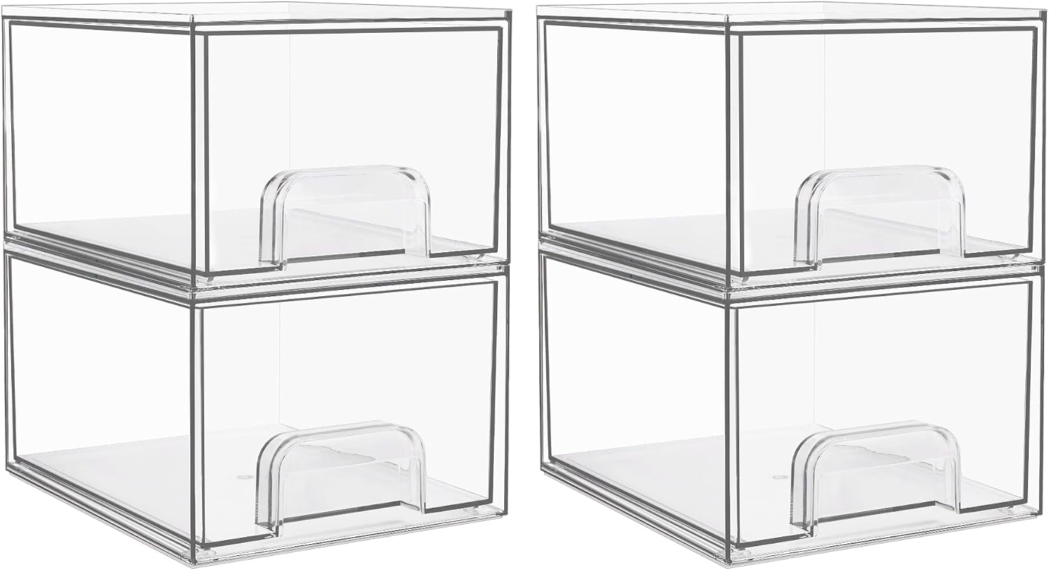 Vtopmart 4 Pack Clear Stackable Storage Drawers, 4.4” Tall Acrylic Bathroom Makeup Organizer,Plastic Storage Bins For Vanity, Undersink, Kitchen Cabinets, Pantry, Home Organization Vtopmart 4 Pack Clear Stackable Storage Drawers, 4.4” Tall Acrylic Bathroom Makeup Organizer,Plastic Storage Bins For Vanity, Undersink, Kitchen Cabinets, Pantry, Home Organization