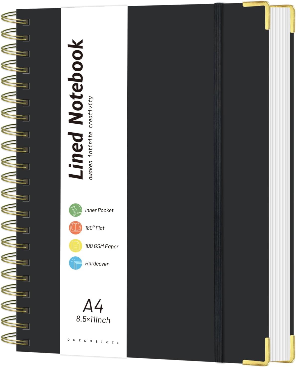 Spiral Notebook Journal 8.5″ x 11″ Large Hardcover Lined Journals for Women Men A4 College Ruled Notebooks with 100 GSM Thick Paper, 220 Pages Spiral Journal for Writing Work School, Black Spiral Notebook Journal 8.5″ x 11″ Large Hardcover Lined Journals for Women Men A4 College Ruled Notebooks with 100 GSM Thick Paper, 220 Pages Spiral Journal for Writing Work School, Black