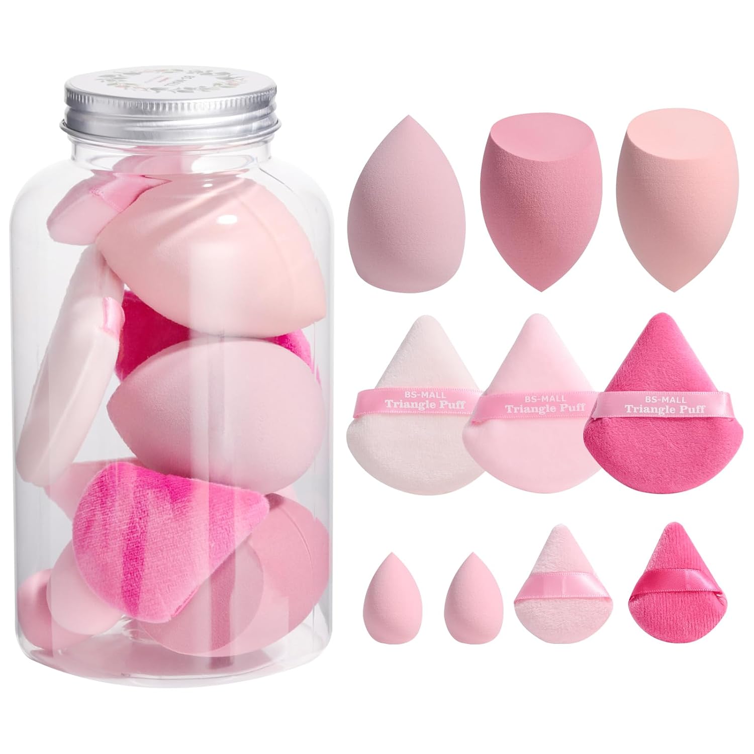 BS-MALL Makeup Sponge & Triangle Puff Set Pink for Mini Detailed Application Foundation Concealer Soft Pearl Cotton Sponge Pack of 10 BS-MALL Makeup Sponge & Triangle Puff Set Pink for Mini Detailed Application Foundation Concealer Soft Pearl Cotton Sponge Pack of 10
