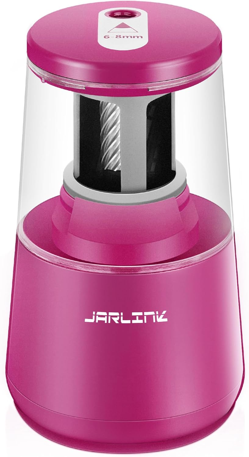 JARLINK Electric Pencil Sharpener, Heavy-Duty Helical Blade to Fast Sharpen, Auto Stop for No.2/Colored Pencils(6-8mm), AC Adapter/Battery Operated in School Classroom/Office/Home (Purple) JARLINK Electric Pencil Sharpener, Heavy-Duty Helical Blade to Fast Sharpen, Auto Stop for No.2/Colored Pencils(6-8mm), AC Adapter/Battery Operated in School Classroom/Office/Home (Purple)