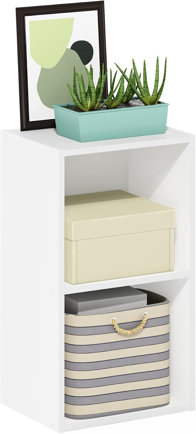 Furinno Luder Bookcase / Book / Storage, 2-Tier Cube, White Furinno Luder Bookcase / Book / Storage, 2-Tier Cube, White