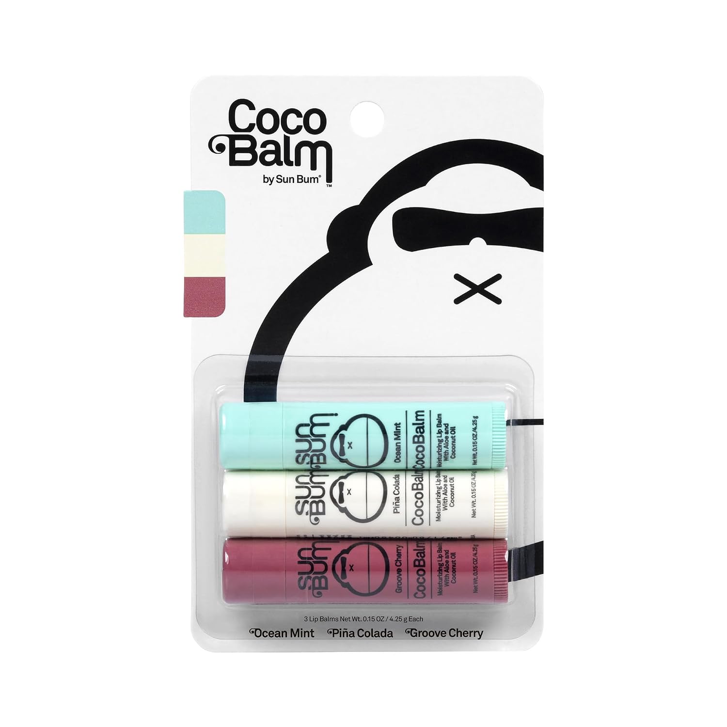 Sun Bum Cocobalm 3 Flavor Variety Pack – Ocean Mint, Piña Colada, and Groove Cherry – Hydrating Lip Balm with Coconut Oil and Aloe Vera (0.15 oz, 3 ct) Sun Bum Cocobalm 3 Flavor Variety Pack – Ocean Mint, Piña Colada, and Groove Cherry – Hydrating Lip Balm with Coconut Oil and Aloe Vera (0.15 oz, 3 ct)