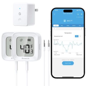 GoveeLife WiFi Refrigerator Thermometer with Alarm, Wireless Digital Freezer Temperature Gauge with App Control, LCD Display, 2 Years Free Data Export, for Home Kitchen Fridge Pool Hot Tub 2 Pack