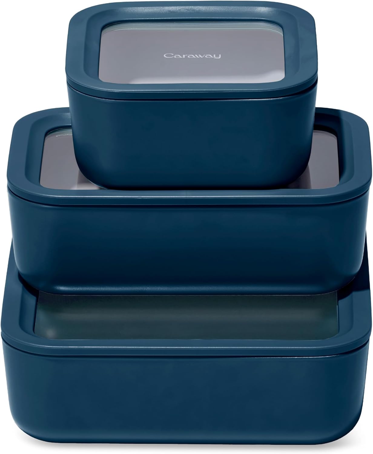 Caraway 3pc Glass Food Storage Set – 10 Cup, 6.6 Cup, & 4.4 Cup Food Containers – Ceramic Coated – Non Toxic Non Stick Lunch Box with Glass Lids – Dishwasher, Oven, & Microwave Safe – Navy Caraway 3pc Glass Food Storage Set – 10 Cup, 6.6 Cup, & 4.4 Cup Food Containers – Ceramic Coated – Non Toxic Non Stick Lunch Box with Glass Lids – Dishwasher, Oven, & Microwave Safe – Navy