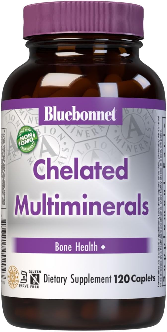 Bluebonnet Nutrition High Potency Chelated Multiminerals, Albion Chelated Minerals, Soy-Free, Gluten-Free, Non-GMO, Kosher Certified, Dairy-Free, 120 Caplets, 40 Servings Bluebonnet Nutrition High Potency Chelated Multiminerals, Albion Chelated Minerals, Soy-Free, Gluten-Free, Non-GMO, Kosher Certified, Dairy-Free, 120 Caplets, 40 Servings