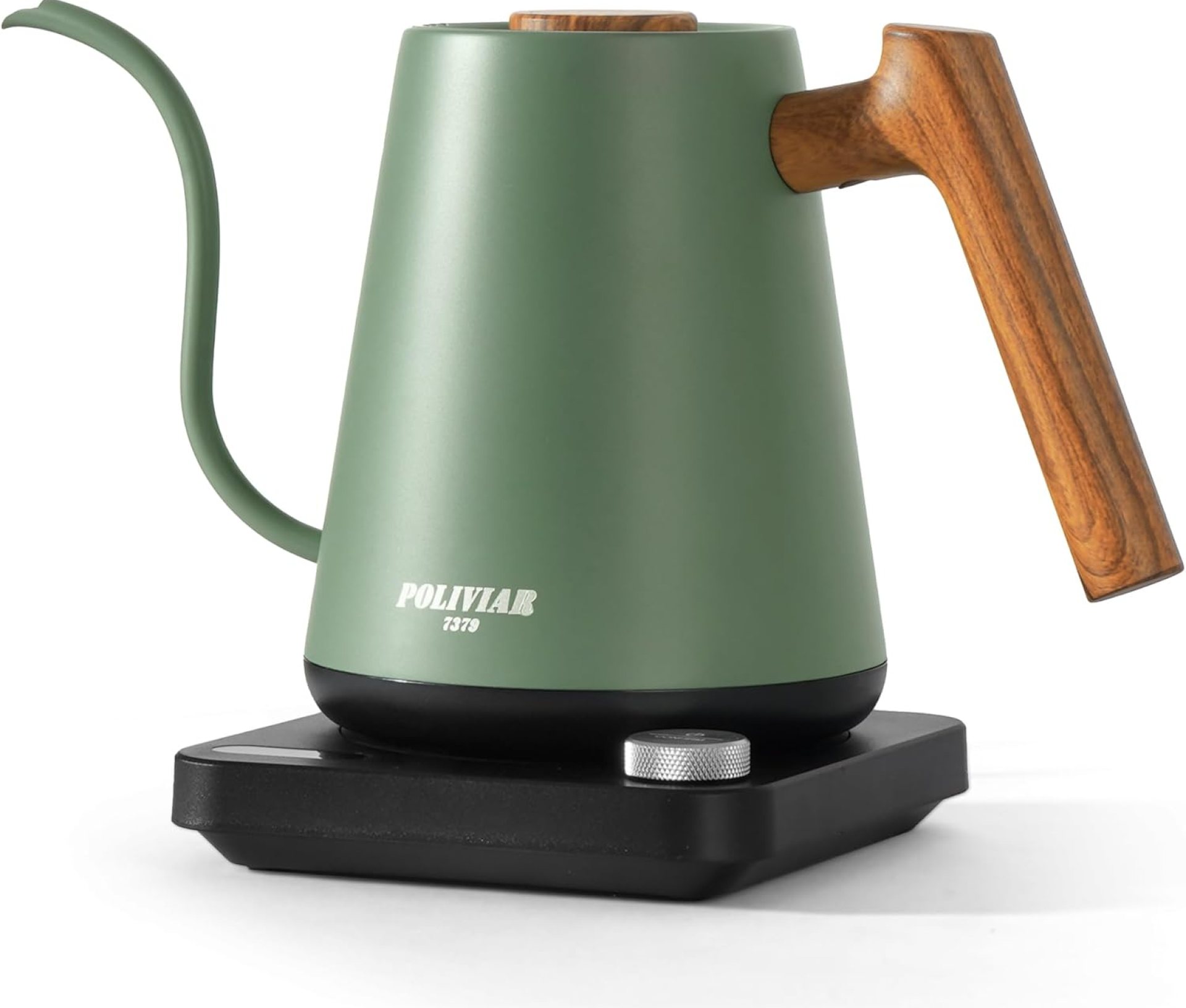 POLIVIAR Electric Gooseneck Kettle, 1350W Electric Tea Kettle Wood Pattern Handle, 34oz Pour Over Electric Kettle for Coffee & Tea, 18/8 Stainless Steel Inner, Temperature Control & Rapid Heating POLIVIAR Electric Gooseneck Kettle, 1350W Electric Tea Kettle Wood Pattern Handle, 34oz Pour Over Electric Kettle for Coffee & Tea, 18/8 Stainless Steel Inner, Temperature Control & Rapid Heating