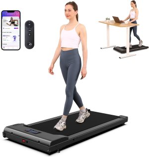Lichico Walking Pad Under Desk Treadmill,Portable Small Treadmills for Home and Office,Super Quiet Brushless Motorized Walking Jogging Running Machine with Remote Control