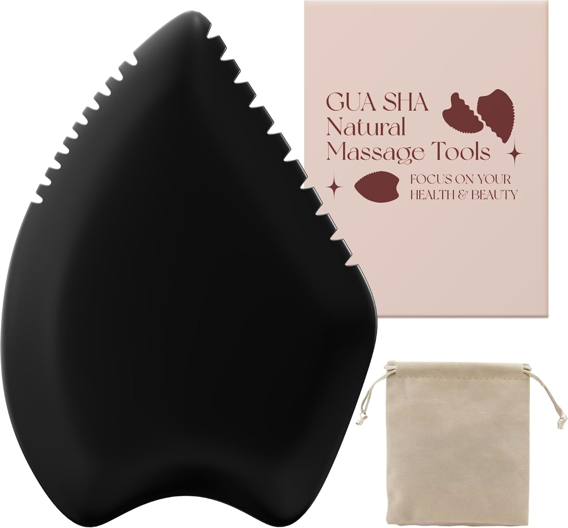 Gua Sha Facial Tool: Black Jade Stone Face Gua-Sha Tools, Natural Bian Stones Full Body Massage Tool for Neck/Shoulder/Back/Leg Gua Sha Facial Tool: Black Jade Stone Face Gua-Sha Tools, Natural Bian Stones Full Body Massage Tool for Neck/Shoulder/Back/Leg