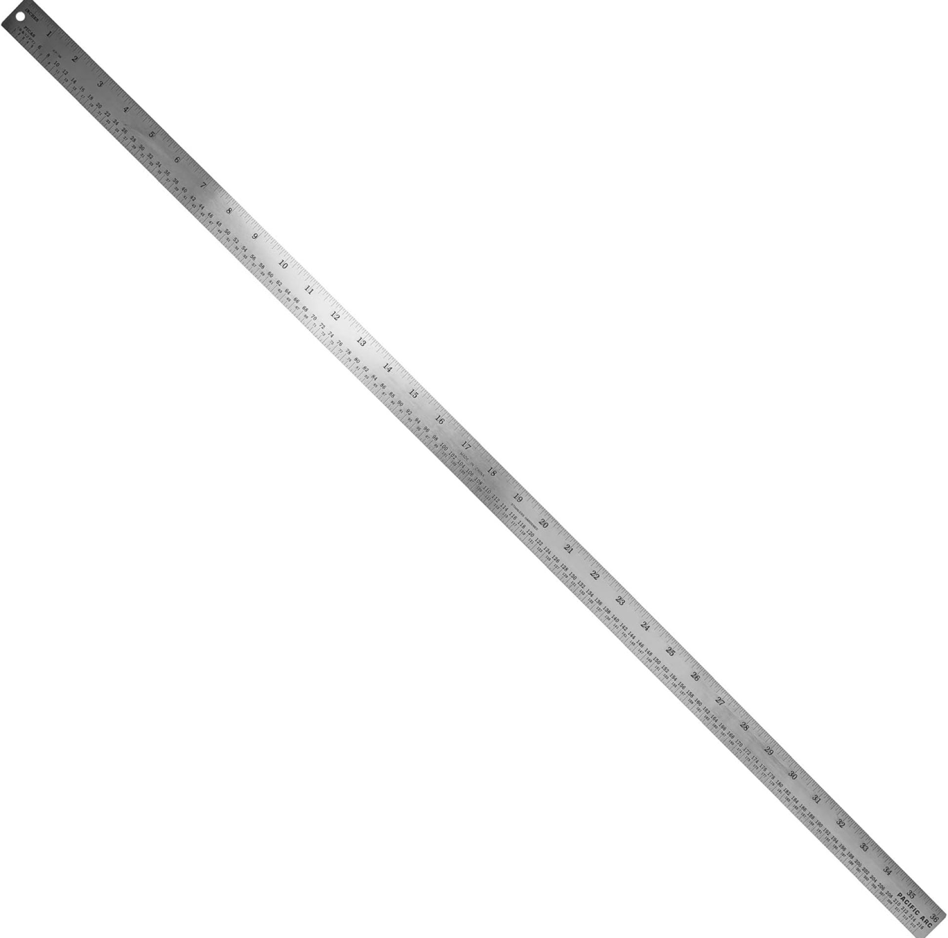 Pacific Arc, Stainless Steel Ruler with Inch and Pica Measurements, 36 Inches, Rubber Backed Pacific Arc, Stainless Steel Ruler with Inch and Pica Measurements, 36 Inches, Rubber Backed