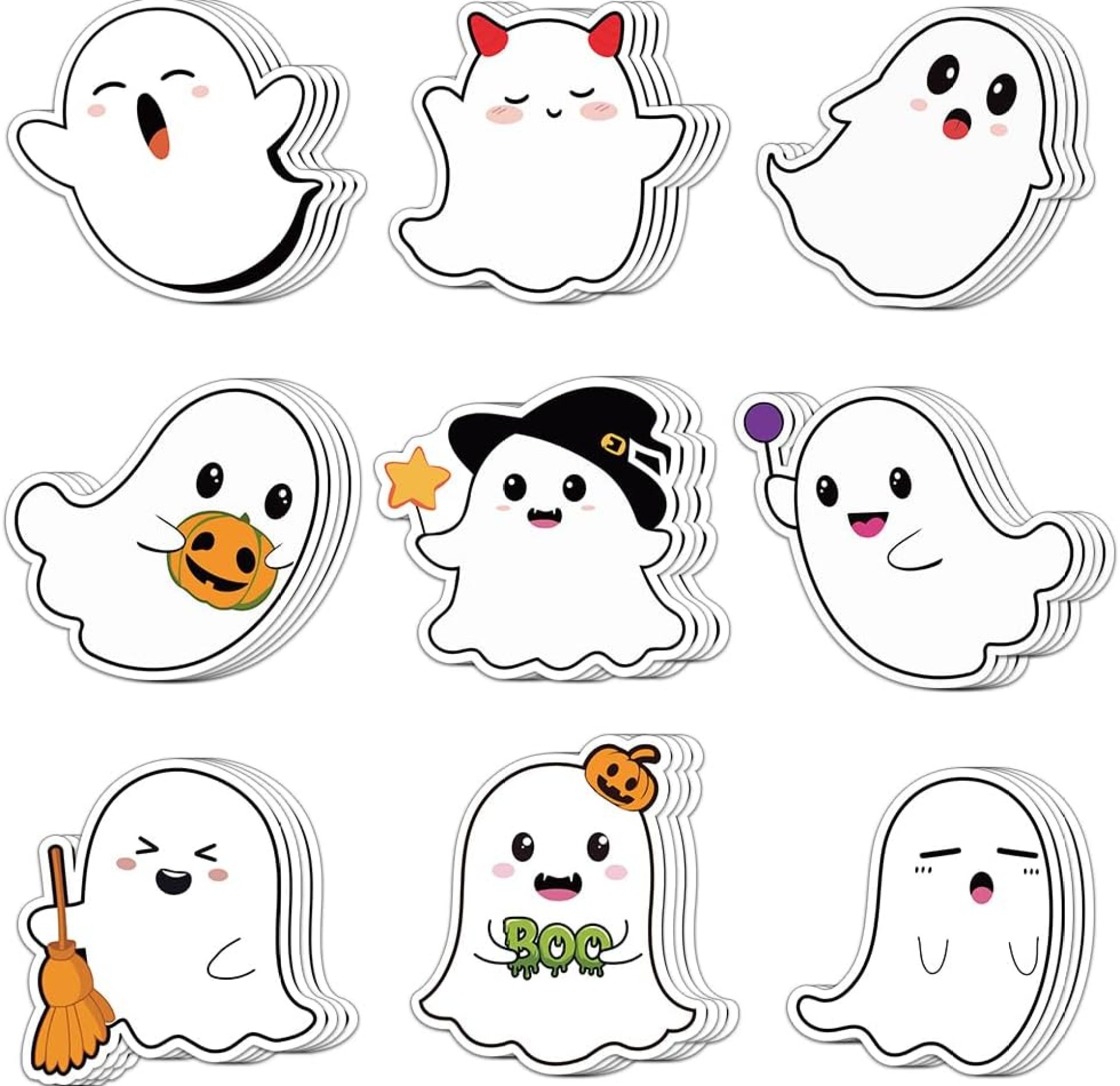 36Packs Halloween Sticky Notes Cute Boo Ghost Notepads 9 Designs Trick or Treat Reminder Memo Pads for Annotating Books Office Study Supplies 36Packs Halloween Sticky Notes Cute Boo Ghost Notepads 9 Designs Trick or Treat Reminder Memo Pads for Annotating Books Office Study Supplies