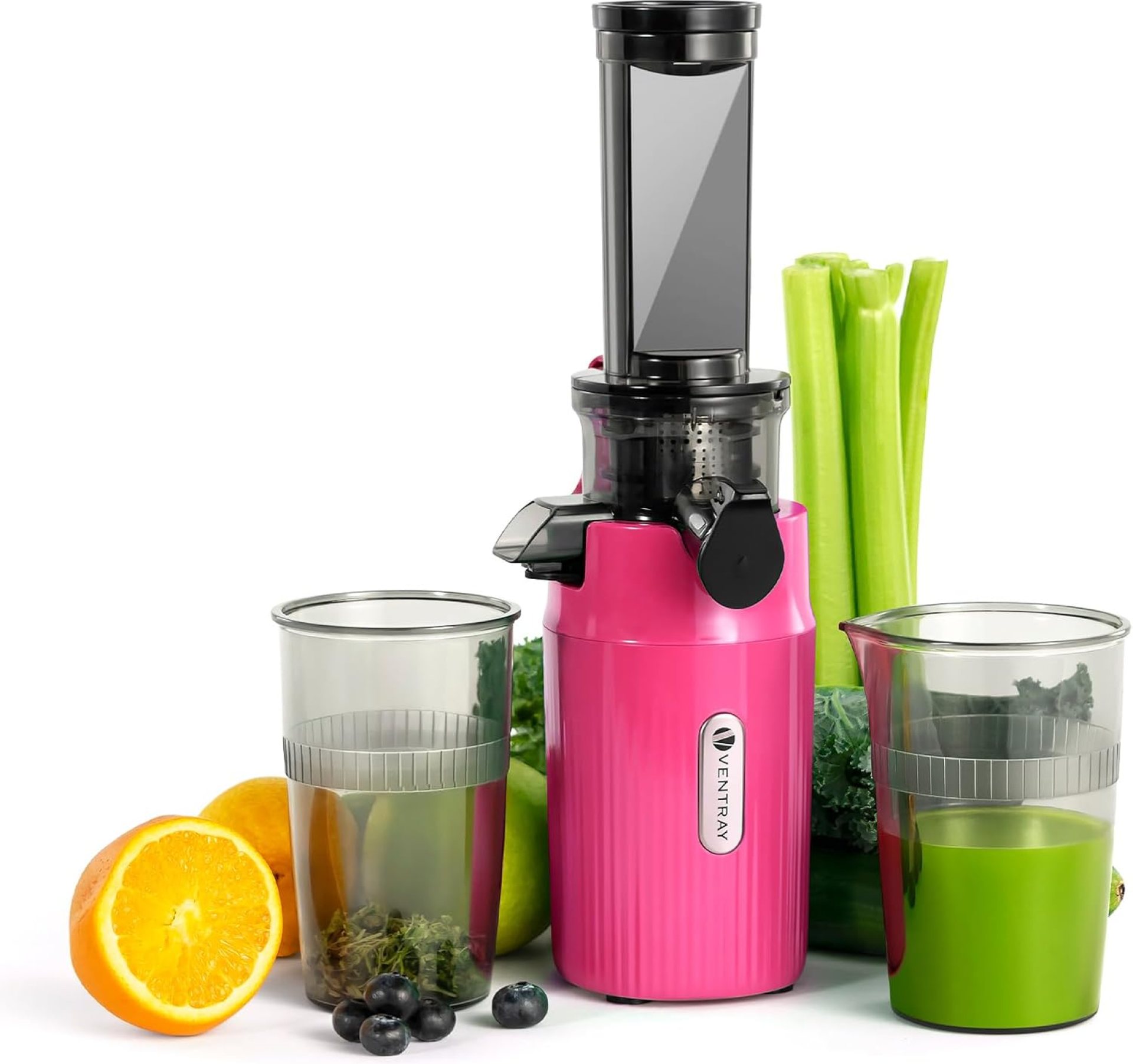 Ventray Ginnie Mini Cold Press Juicer, Small Slow Masticating Juicer for Vegetables and Fruits, High Juice Yield, Easy to Clean, Space-Saving, Fit for Personal/Travel/Picnic/Office – Pink Ventray Ginnie Mini Cold Press Juicer, Small Slow Masticating Juicer for Vegetables and Fruits, High Juice Yield, Easy to Clean, Space-Saving, Fit for Personal/Travel/Picnic/Office – Pink