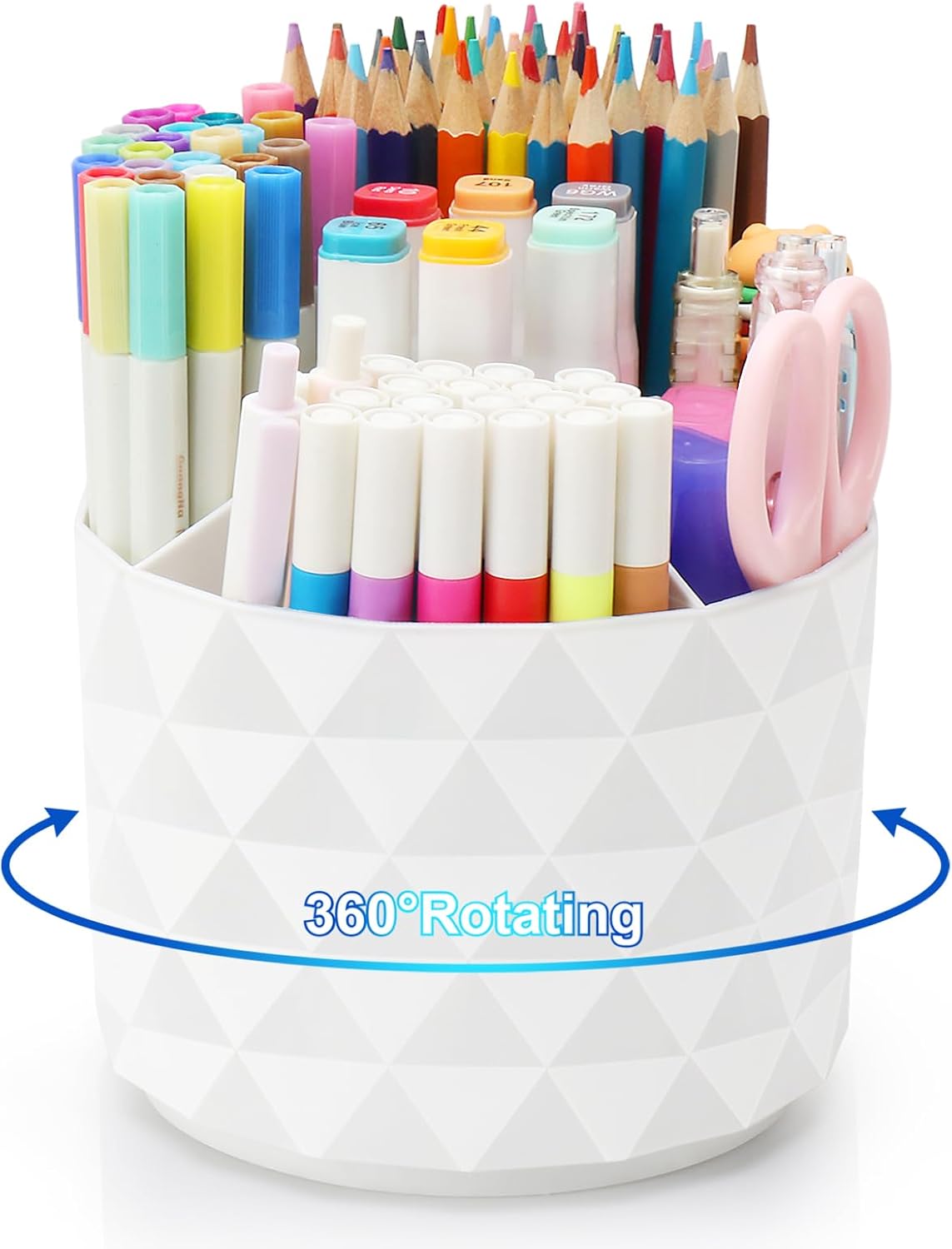 Desk Organizer, 360-Degree Rotating Pencil Pen Holders For Desk, Diamond Pattern Pen Organizer With 5 Compartments, Cute Desk Accessories Decor For Office, School,Home,Art Supply (White) Desk Organizer, 360-Degree Rotating Pencil Pen Holders For Desk, Diamond Pattern Pen Organizer With 5 Compartments, Cute Desk Accessories Decor For Office, School,Home,Art Supply (White)