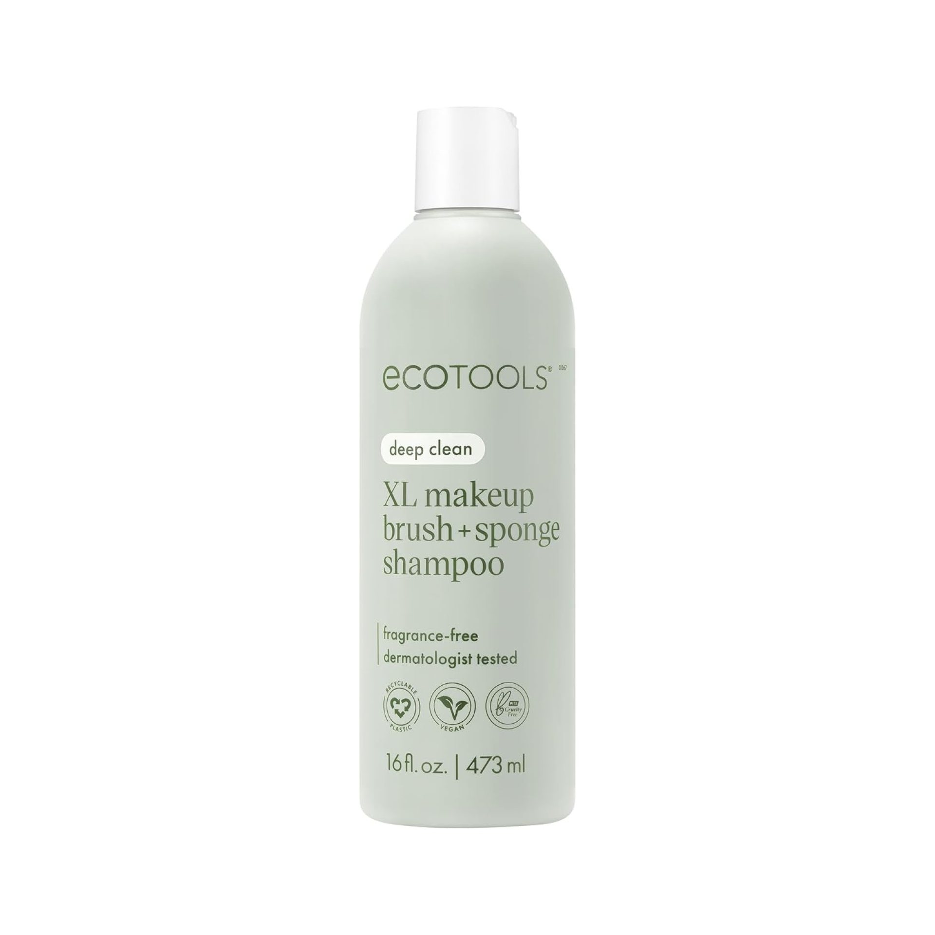 EcoTools XL Makeup Brush + Sponge Shampoo, Removes Makeup, Dirt, & Impurities From Makeup Brushes & Makeup Blending Sponges, Fragrance-Free, Vegan, & Cruelty-Free 16 fl. oz./473 ml, 1 Count, Clear EcoTools XL Makeup Brush + Sponge Shampoo, Removes Makeup, Dirt, & Impurities From Makeup Brushes & Makeup Blending Sponges, Fragrance-Free, Vegan, & Cruelty-Free 16 fl. oz./473 ml, 1 Count, Clear