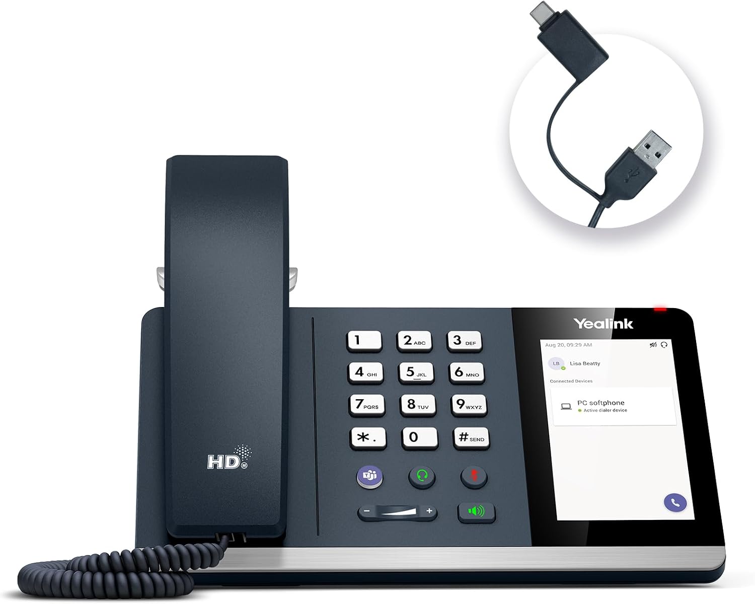 Yealink MP45 USB Phone Handset Certified for Microsoft Teams, More Cost-Effective Than Yealink MP50, Work for PC, Powered via USB-A/C Cable, NOT Support Registration of SIP Account to VoIP System Yealink MP45 USB Phone Handset Certified for Microsoft Teams, More Cost-Effective Than Yealink MP50, Work for PC, Powered via USB-A/C Cable, NOT Support Registration of SIP Account to VoIP System