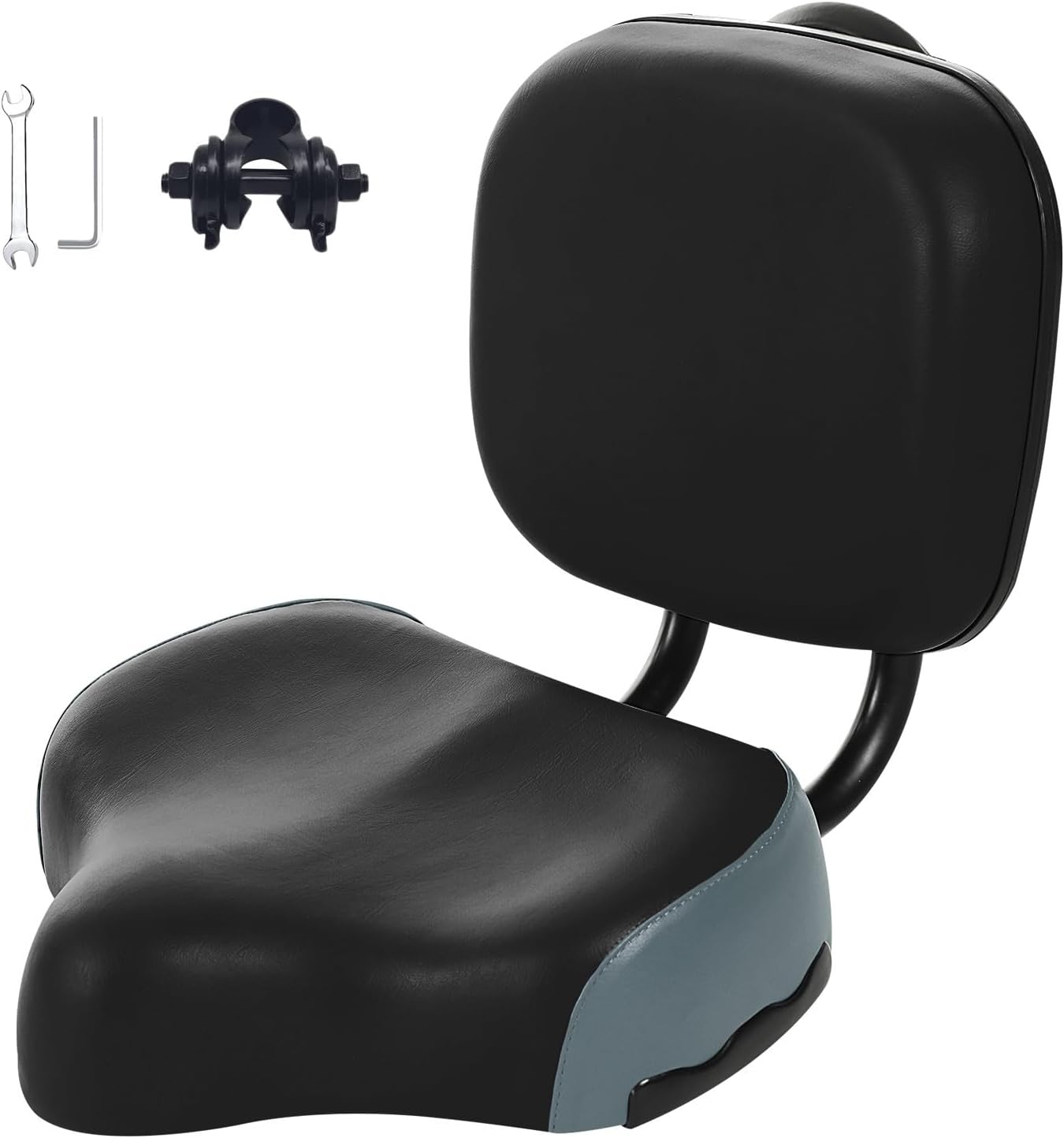 Bike Seat with Backrest, Extra Wide Bicycle Tricycle Saddle Seat with Back Support, Comfortable Exercise Bike Seat Cushion Replacement, Oversized, 11.5″ L x 9.5″ W, Height Adjustable Bike Seat with Backrest, Extra Wide Bicycle Tricycle Saddle Seat with Back Support, Comfortable Exercise Bike Seat Cushion Replacement, Oversized, 11.5″ L x 9.5″ W, Height Adjustable