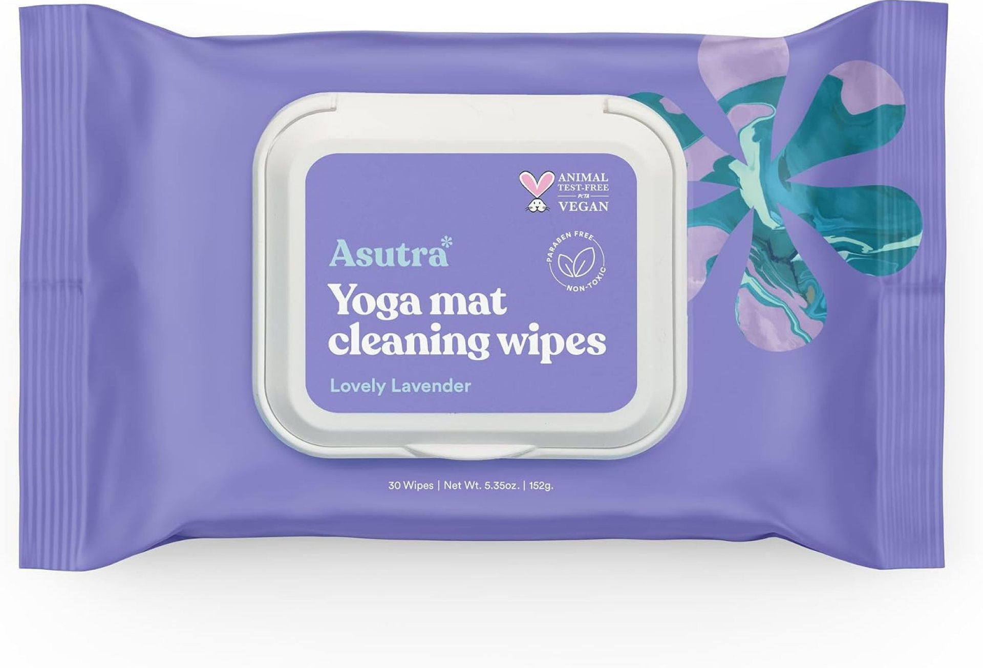 ASUTRA Yoga Mat Cleaning Wipes (Lovely Lavender), 1 Pouch (30 Wipes) – No Slippery Residue, Deep-Cleansing for Fitness Gear & Gym Equipment ASUTRA Yoga Mat Cleaning Wipes (Lovely Lavender), 1 Pouch (30 Wipes) – No Slippery Residue, Deep-Cleansing for Fitness Gear & Gym Equipment
