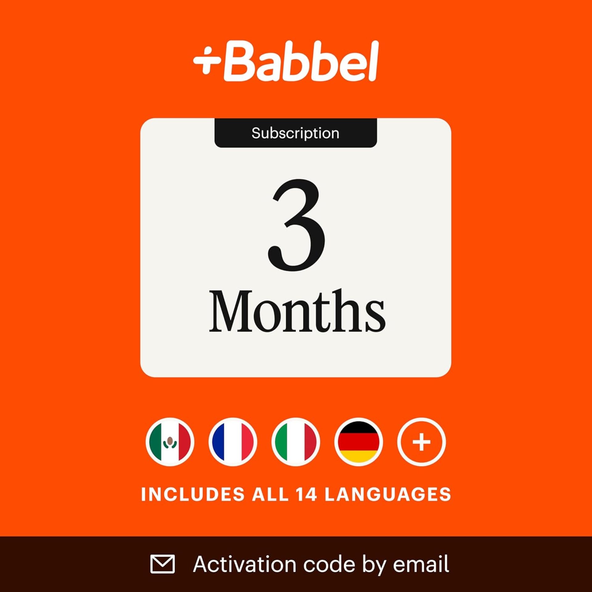 Babbel Language Learning Software – Learn to Speak Spanish, French, English, & More – All 14 Languages Included, Audio Lessons – Compatible with iOS, Android, Mac & PC (3 Month Subscription) Babbel Language Learning Software – Learn to Speak Spanish, French, English, & More – All 14 Languages Included, Audio Lessons – Compatible with iOS, Android, Mac & PC (3 Month Subscription)