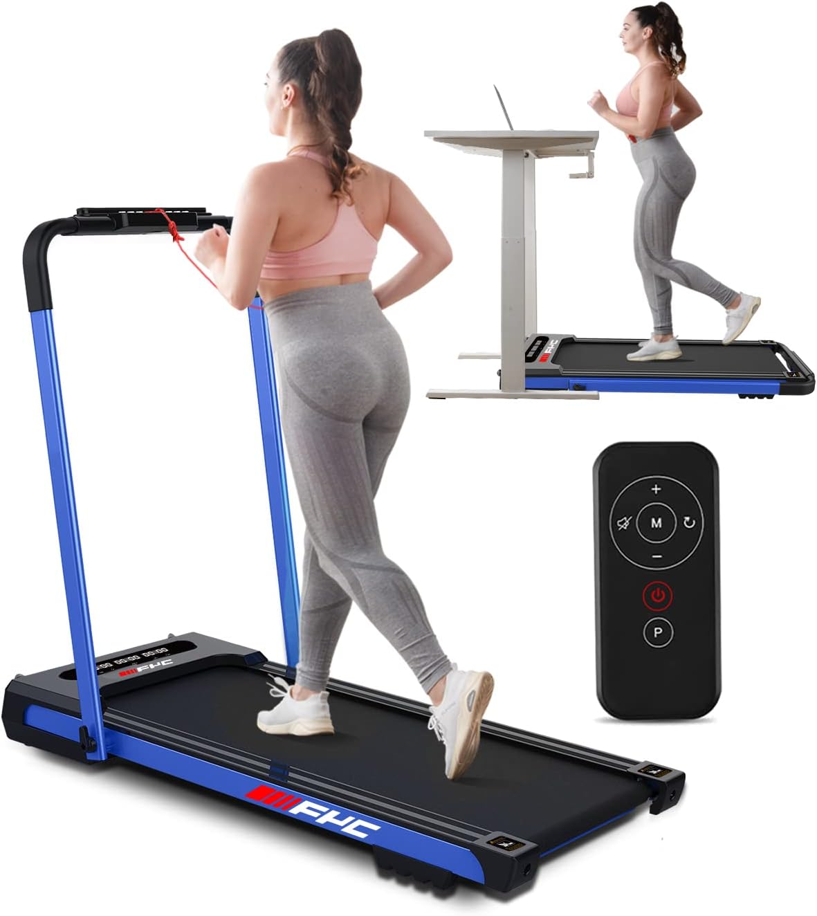 FYC Under Desk Treadmill, 2 in 1 Folding Portable Treadmill Workstation for Home with 300LBS Weight Capacity, 3.5HP Compact Electric Running & Walking Pad, Free Installation for Office (Blue) FYC Under Desk Treadmill, 2 in 1 Folding Portable Treadmill Workstation for Home with 300LBS Weight Capacity, 3.5HP Compact Electric Running & Walking Pad, Free Installation for Office (Blue)