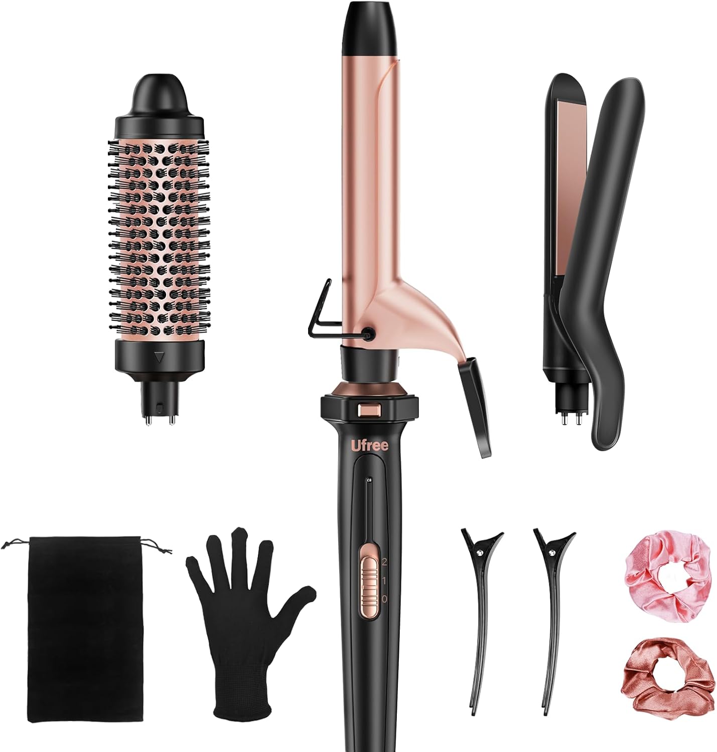Ufree 3 in 1 Curling Iron, Curling Wand Set with Thermal Brush Flat Iron Hair Straightener, Dual Voltage Wand Curler, Instant Heat Up Hair Curler, Include Protective Glove 2 Clips, Gifts for Women Ufree 3 in 1 Curling Iron, Curling Wand Set with Thermal Brush Flat Iron Hair Straightener, Dual Voltage Wand Curler, Instant Heat Up Hair Curler, Include Protective Glove 2 Clips, Gifts for Women