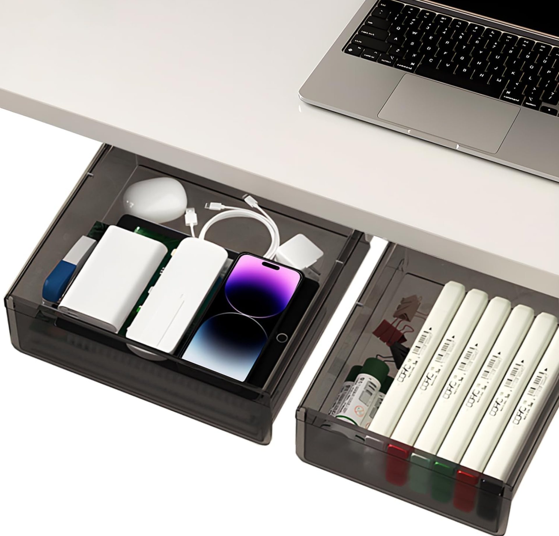 Under Desk Table Drawer Storage Organizer,2 Pack Medium & Small Attachment Desk Drawers – Hidden Desktop Organizer,Slide out Drawer for Storage Pencil & Home Office Gadgets (S+M) Under Desk Table Drawer Storage Organizer,2 Pack Medium & Small Attachment Desk Drawers – Hidden Desktop Organizer,Slide out Drawer for Storage Pencil & Home Office Gadgets (S+M)