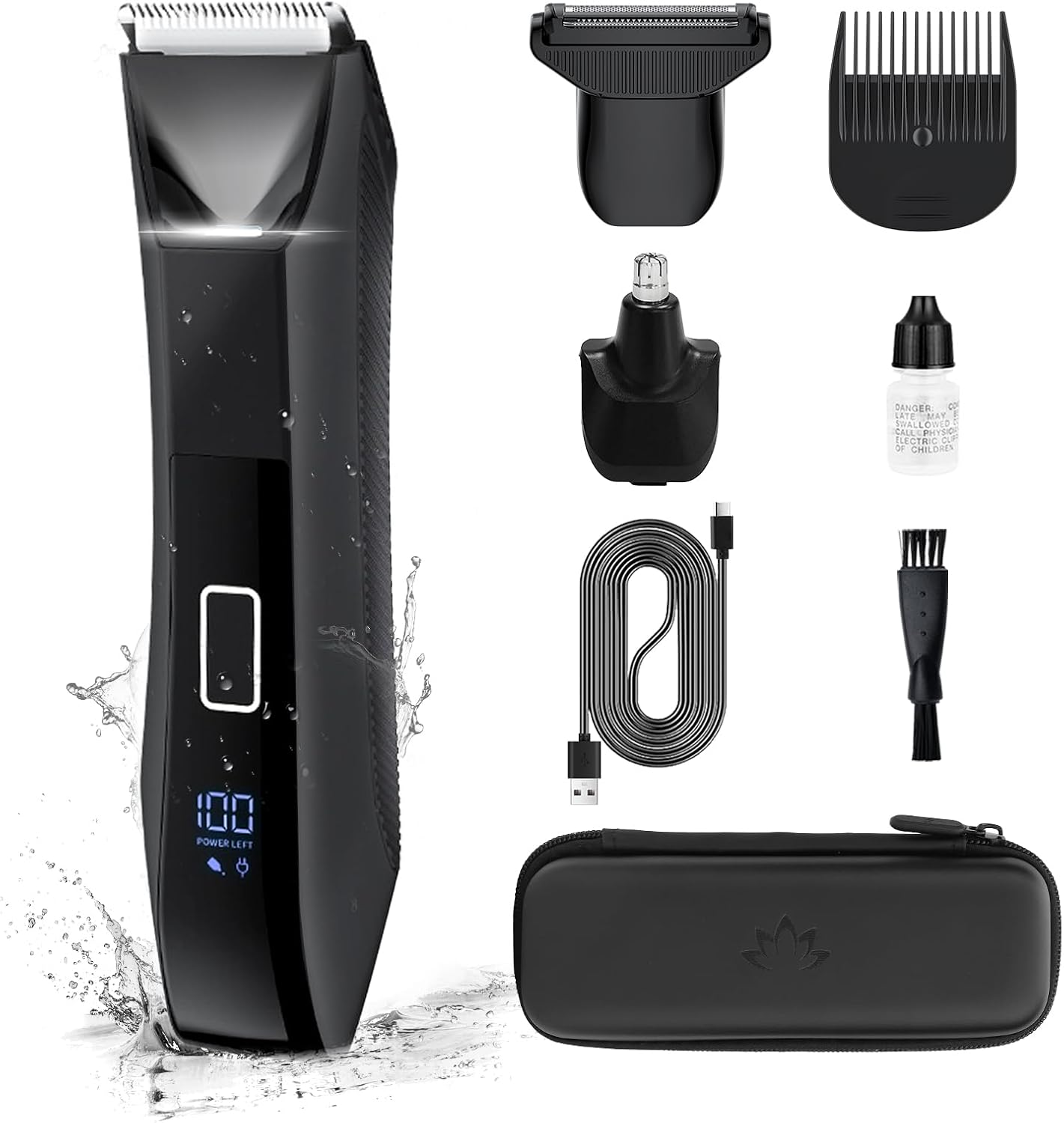 Manscape Body Trimmer for Men, Groin & Body Hair Trimmer, Ball Foil Shaver, Nose Hair Clippers, 3 in 1 Men’s Waterproof Wet/Dry Groomer with Travel Case &Travel Lock, LED Display, Black Manscape Body Trimmer for Men, Groin & Body Hair Trimmer, Ball Foil Shaver, Nose Hair Clippers, 3 in 1 Men’s Waterproof Wet/Dry Groomer with Travel Case &Travel Lock, LED Display, Black