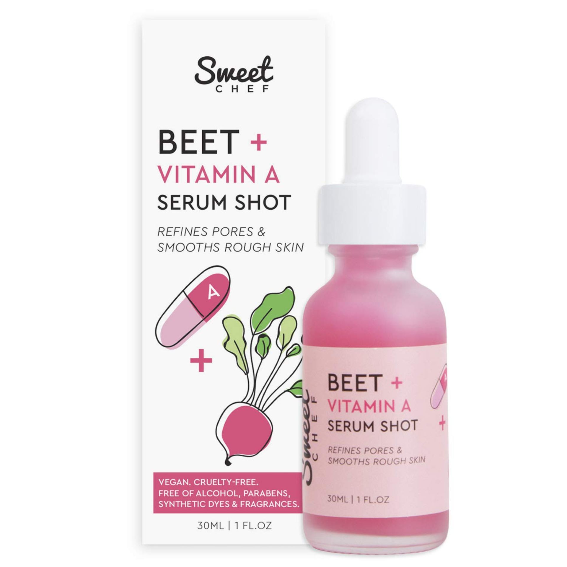 Sweet Chef Beet + Vitamin A Serum Shot – Vitamin A (Retinol) Serum for Face with Seaberry Extract – Hydrates + Smooths the Look of Rough Skin and Pores for a Radiant Glow (30ml / 1 fl oz) Sweet Chef Beet + Vitamin A Serum Shot – Vitamin A (Retinol) Serum for Face with Seaberry Extract – Hydrates + Smooths the Look of Rough Skin and Pores for a Radiant Glow (30ml / 1 fl oz)