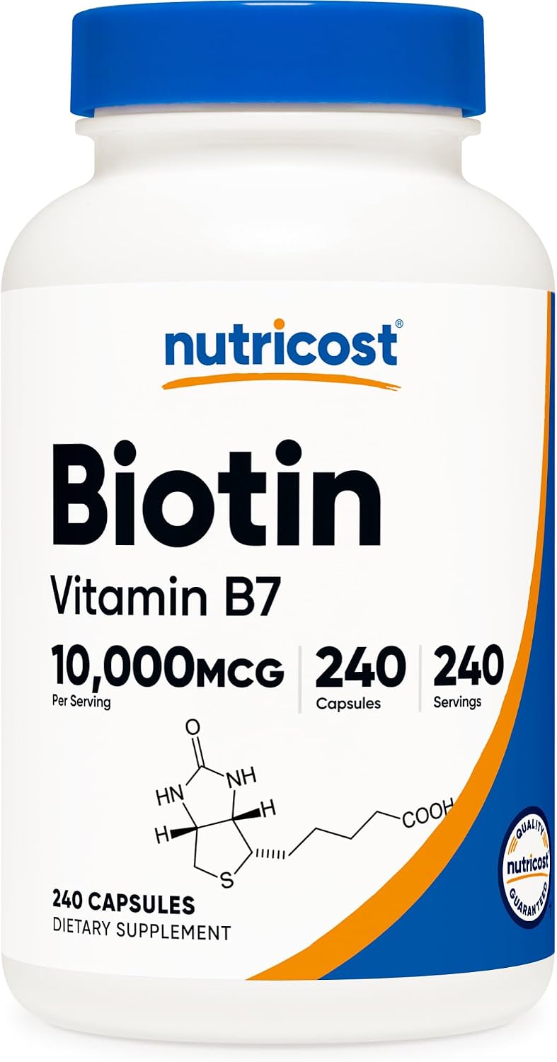 Nutricost Biotin (Vitamin B7) 10,000mcg (10mg) Vitamin Supplement, 240 Capsules – Vegetarian, Gluten Free, Quick Release, Non-GMO Nutricost Biotin (Vitamin B7) 10,000mcg (10mg) Vitamin Supplement, 240 Capsules – Vegetarian, Gluten Free, Quick Release, Non-GMO
