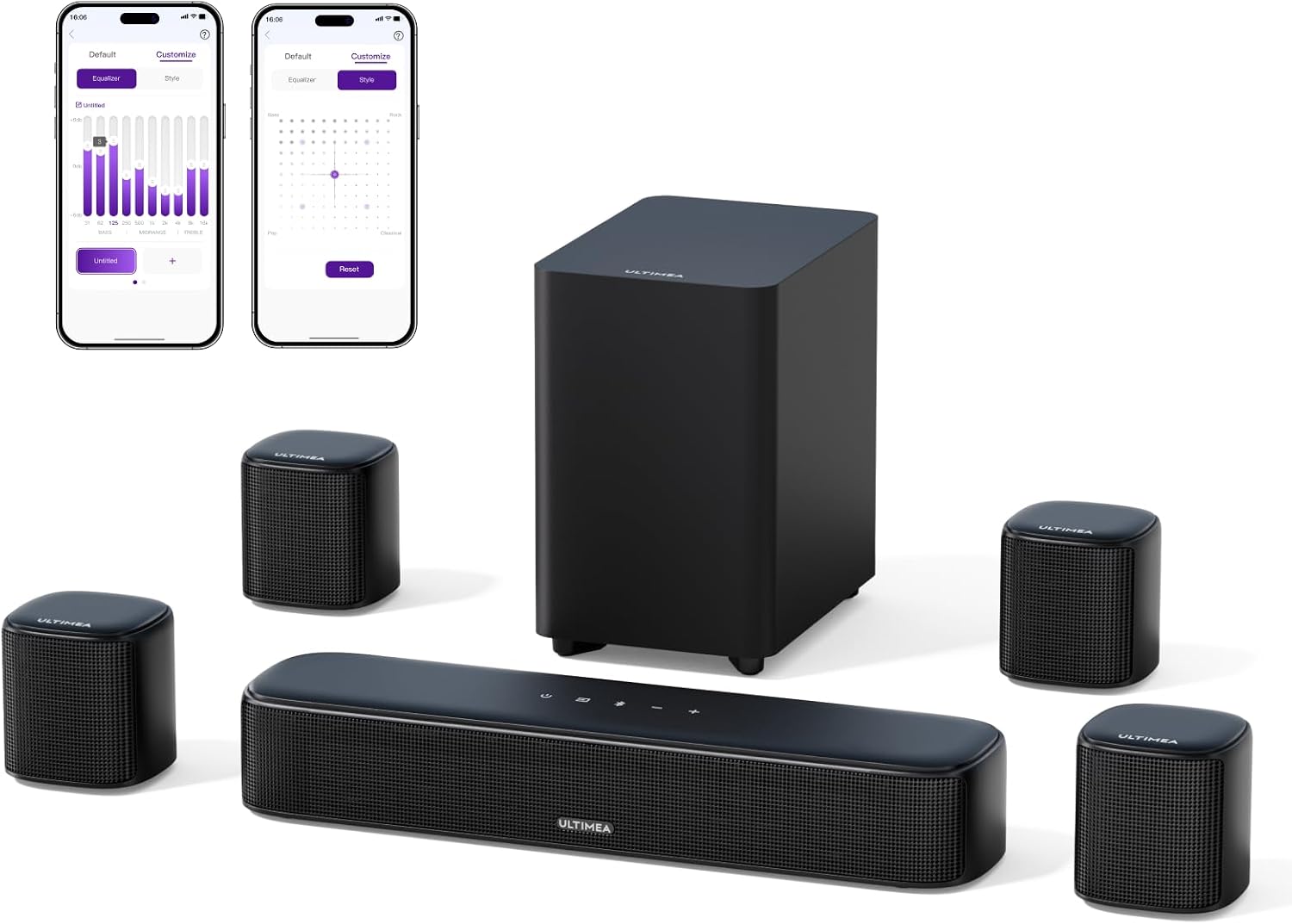ULTIMEA 7.1ch Virtual Surround Sound Bar, Sound Bar for Smart TV with 4 Surround Speakers, Peak Power 330W, Surround Sound System for TV, App Control, TV Soundbar with Subwoofer, Opt/AUX/BT, Aura A40 ULTIMEA 7.1ch Virtual Surround Sound Bar, Sound Bar for Smart TV with 4 Surround Speakers, Peak Power 330W, Surround Sound System for TV, App Control, TV Soundbar with Subwoofer, Opt/AUX/BT, Aura A40