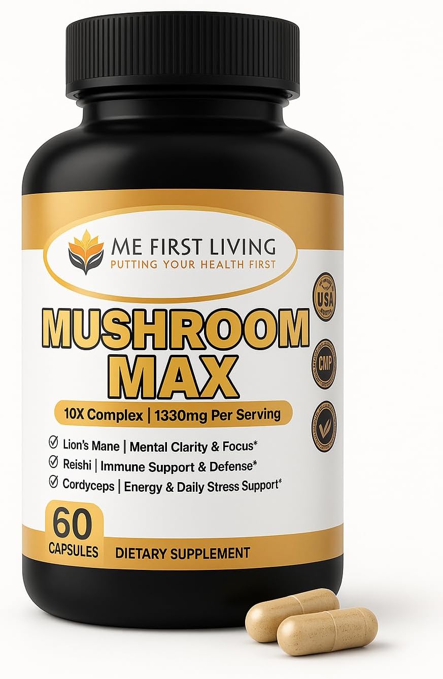 Me First Living Mushroom Complex Supplement 10 in 1 with Lions Mane, Cordyceps, Turkey Tail, Reishi, and More. High Strength Nootropic Brain Supplements for Memory & Focus – Lions Mane Supplement Me First Living Mushroom Complex Supplement 10 in 1 with Lions Mane, Cordyceps, Turkey Tail, Reishi, and More. High Strength Nootropic Brain Supplements for Memory & Focus – Lions Mane Supplement