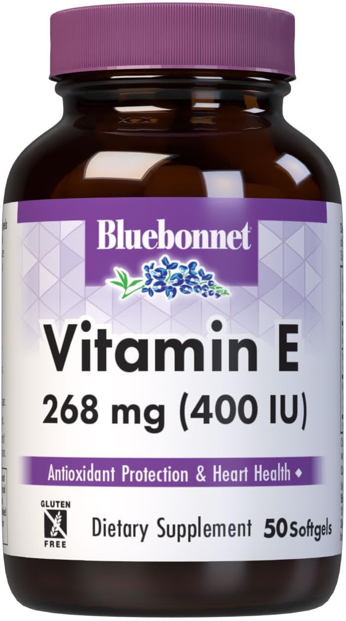 Bluebonnet Nutrition Vitamin E 400 IU (268 mg) Mixed Tocopherols Softgels, Free Radical Portection & Cardiovascular Support, Gluten-Free, Dairy-Free, 50 Softgels, 50 Servings Bluebonnet Nutrition Vitamin E 400 IU (268 mg) Mixed Tocopherols Softgels, Free Radical Portection & Cardiovascular Support, Gluten-Free, Dairy-Free, 50 Softgels, 50 Servings