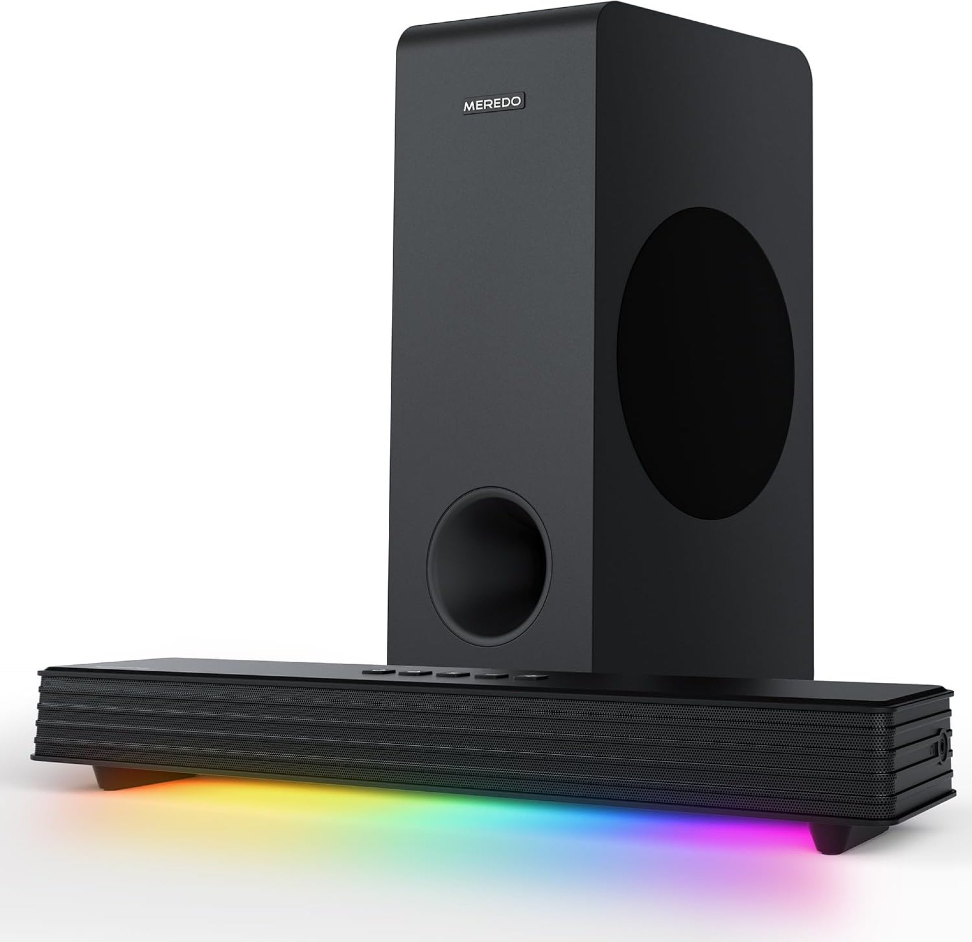 MEREDO Sound Bar for Smart TV 3.1CH PC Gaming Soundbar with Subwoofer RGB Lighting Audio Sync Surround Sound System BT 5.3/HD-ARC/Optical/AUX/USB for Desktop Tablets Consoles Home Cinema MEREDO Sound Bar for Smart TV 3.1CH PC Gaming Soundbar with Subwoofer RGB Lighting Audio Sync Surround Sound System BT 5.3/HD-ARC/Optical/AUX/USB for Desktop Tablets Consoles Home Cinema