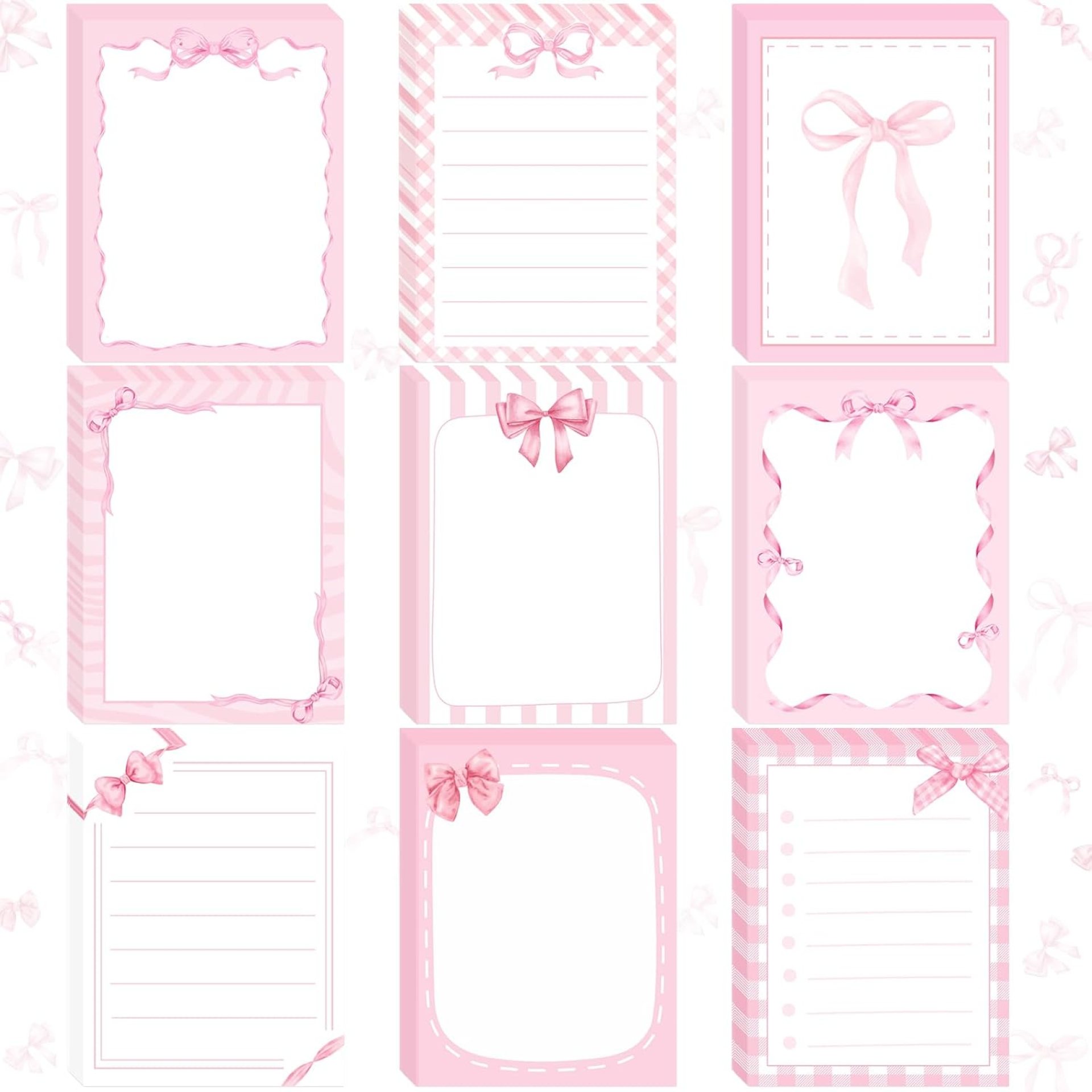 Coquettte Pink Bow Sticky Notes – 9 PCS Pink Post It Notes Coquettte School Supplies Aesthetic Self Stick Note to Do List Memo Pads Office Stationery for Women Girls Girly 3×3 Inches Coquettte Pink Bow Sticky Notes – 9 PCS Pink Post It Notes Coquettte School Supplies Aesthetic Self Stick Note to Do List Memo Pads Office Stationery for Women Girls Girly 3×3 Inches